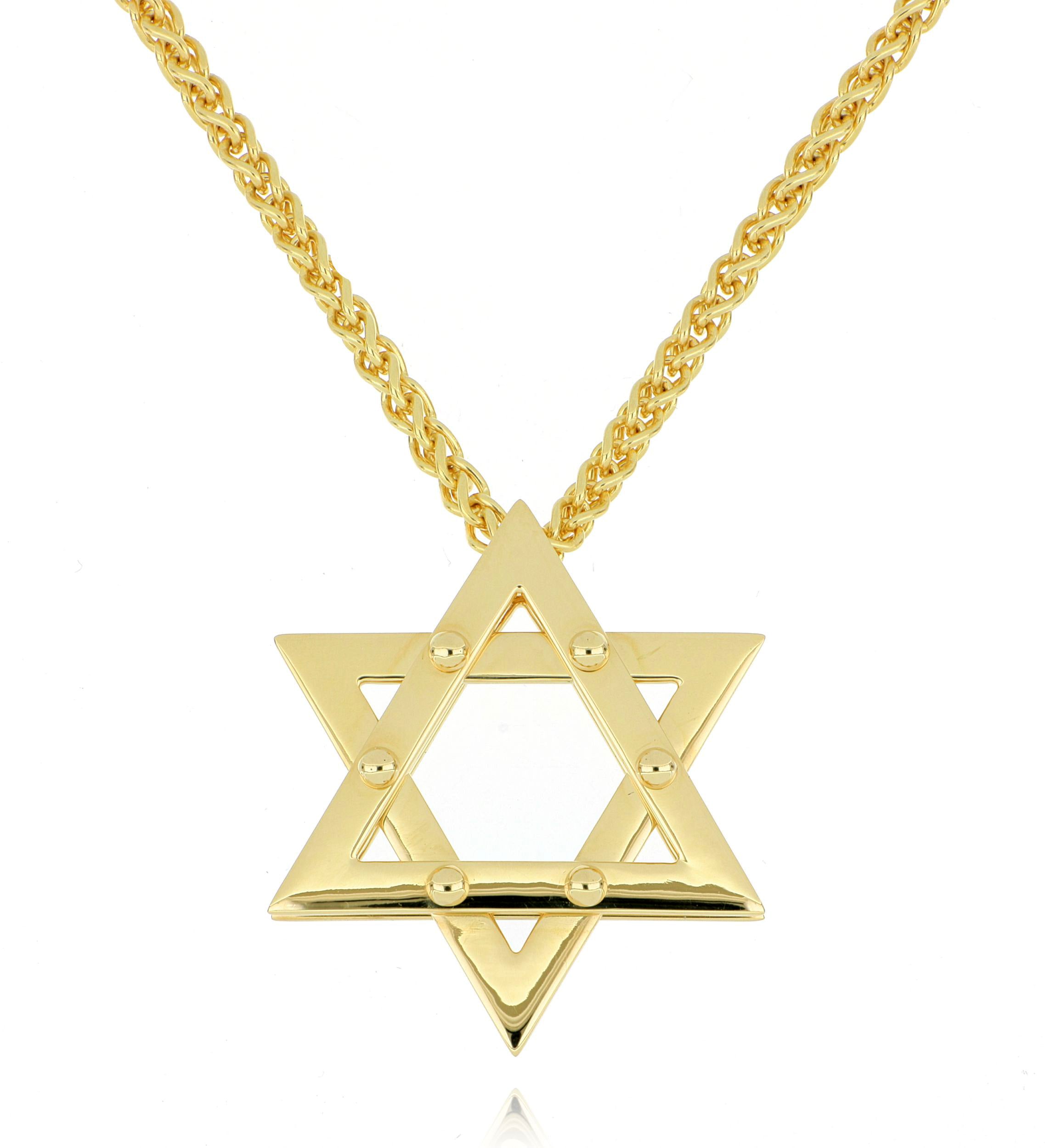 18k Yellow Gold Star of David Necklace