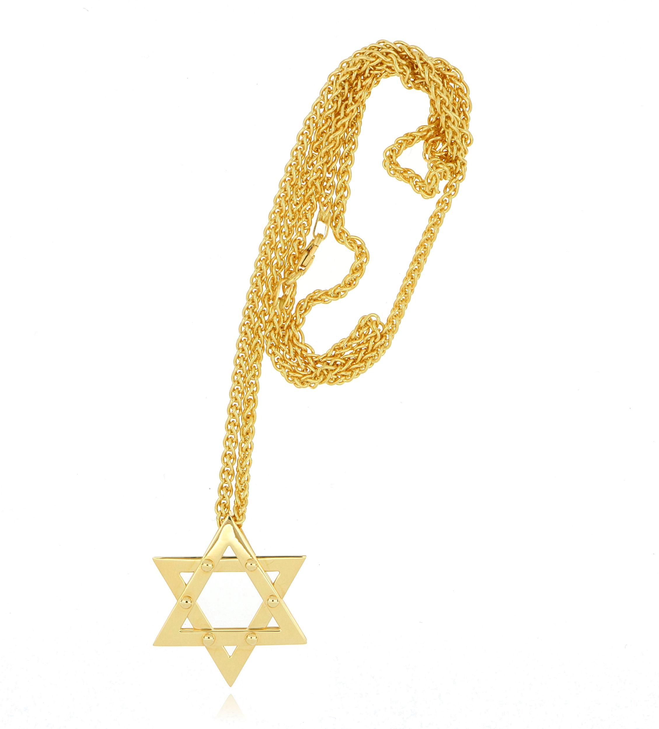 18k Yellow Gold Star of David Necklace