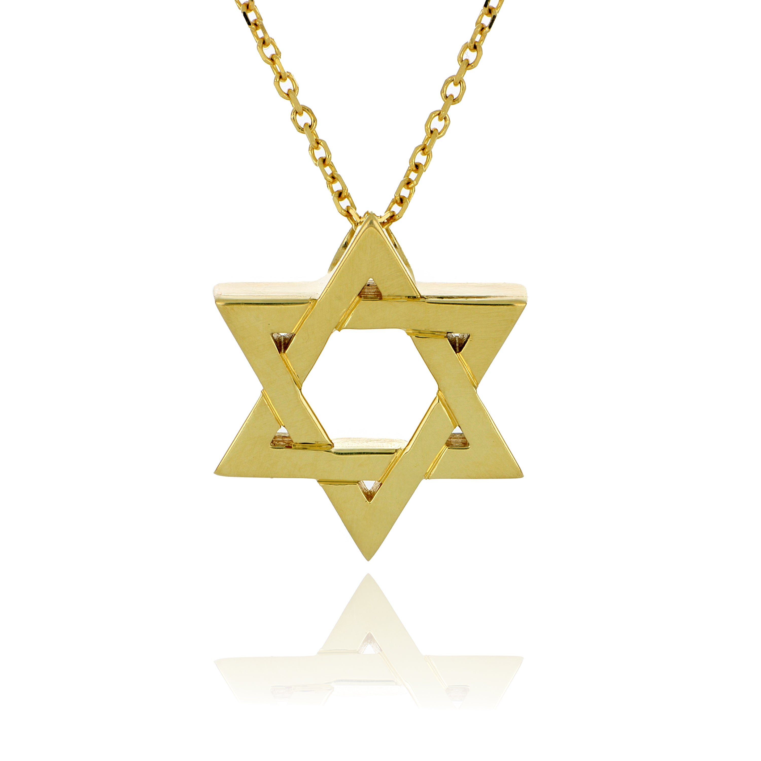 18k Yellow Gold Star of David Necklace