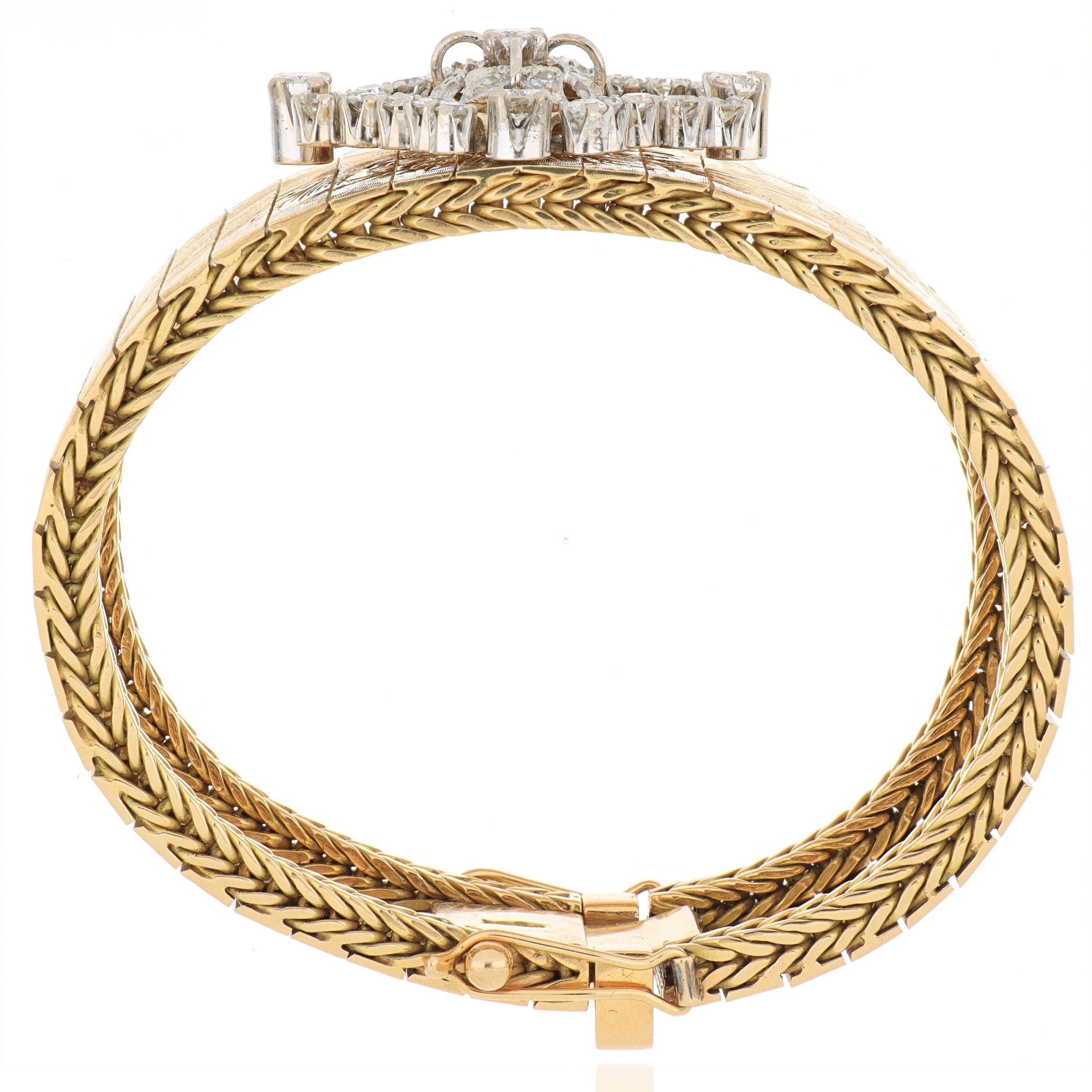 Vintage 18k Yellow Gold Diamond Engraved Bracelet