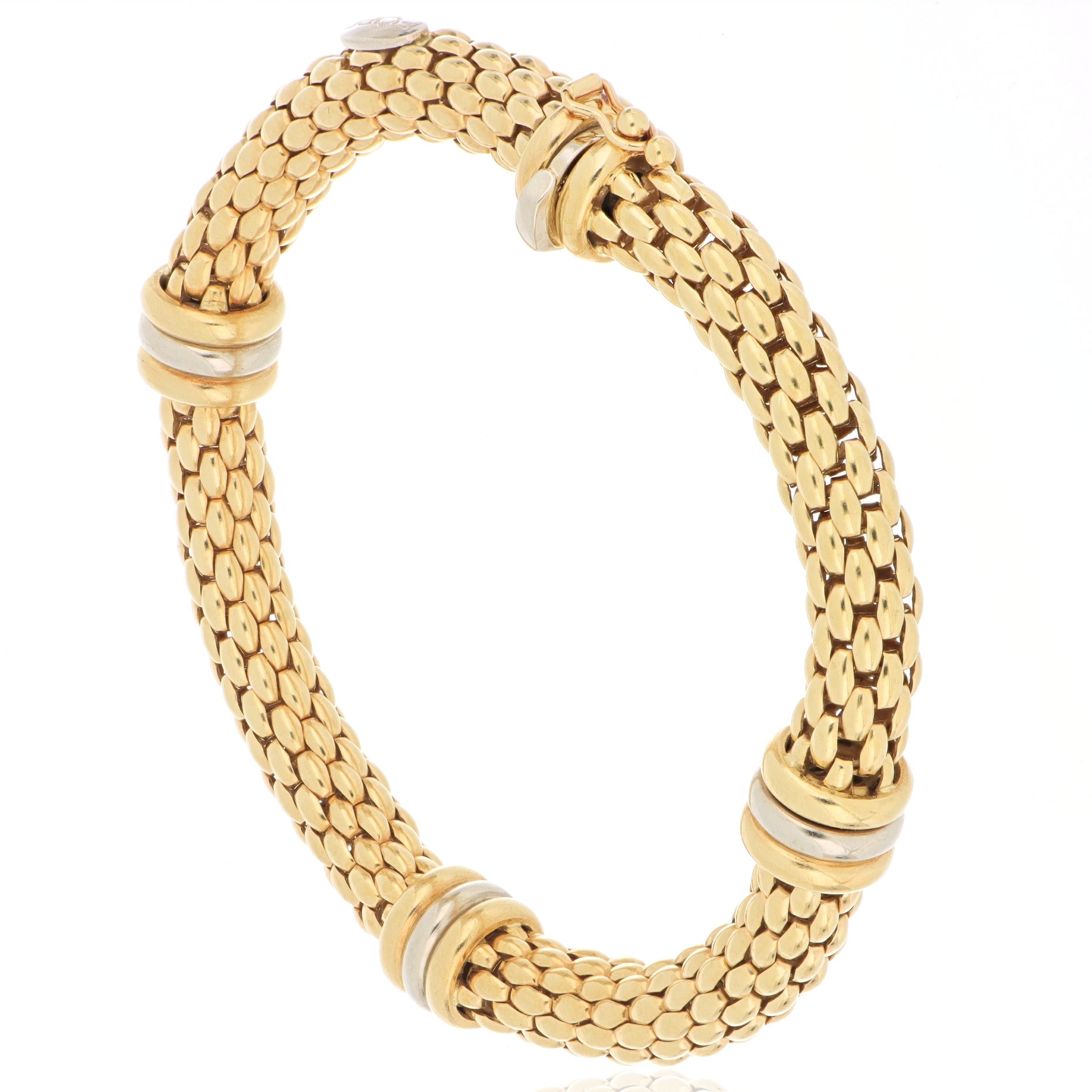 18k Two-tone Flexible Bracelet - Charles Koll Jewelers