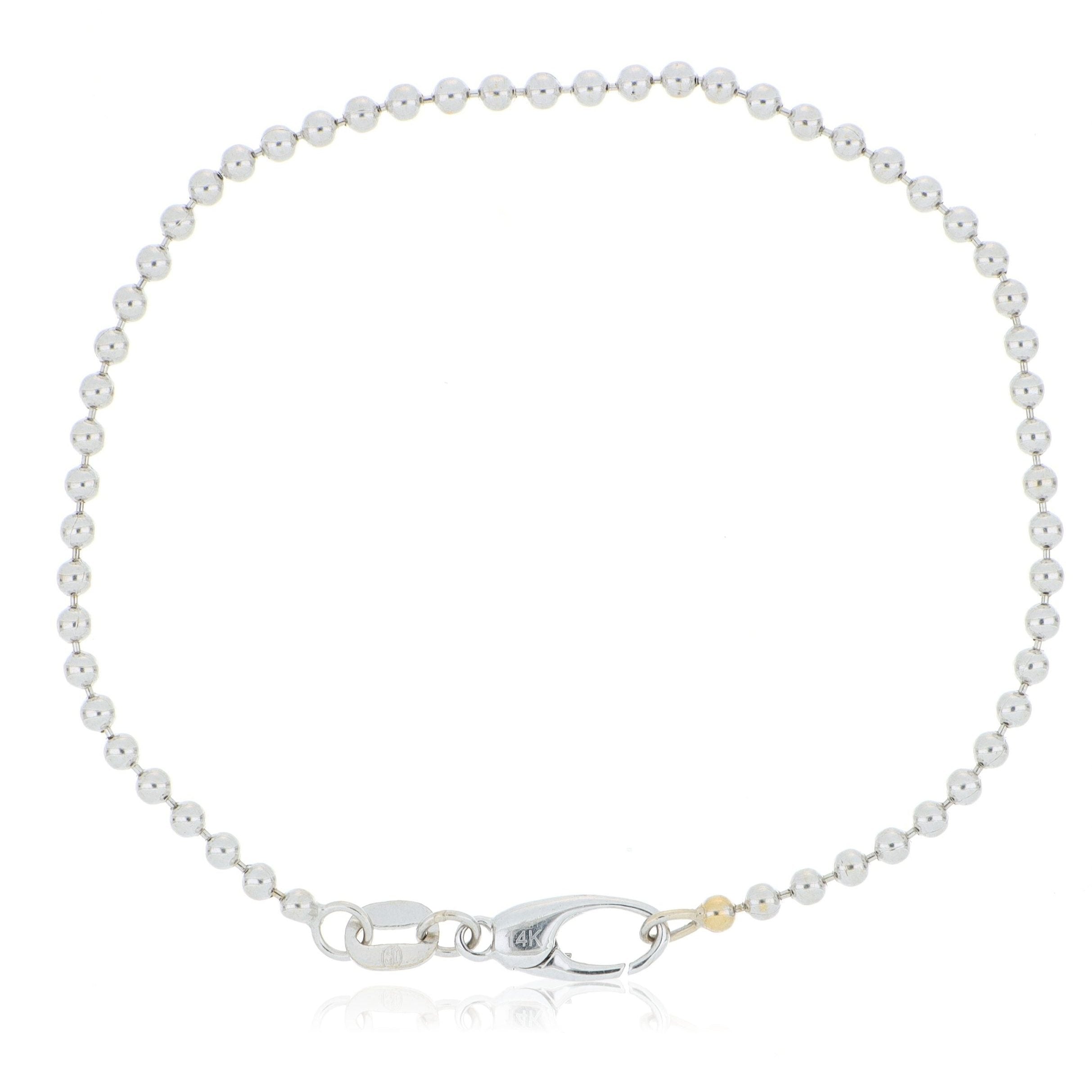 14k White Gold Tiny Ball Bracelet - Charles Koll Jewelers