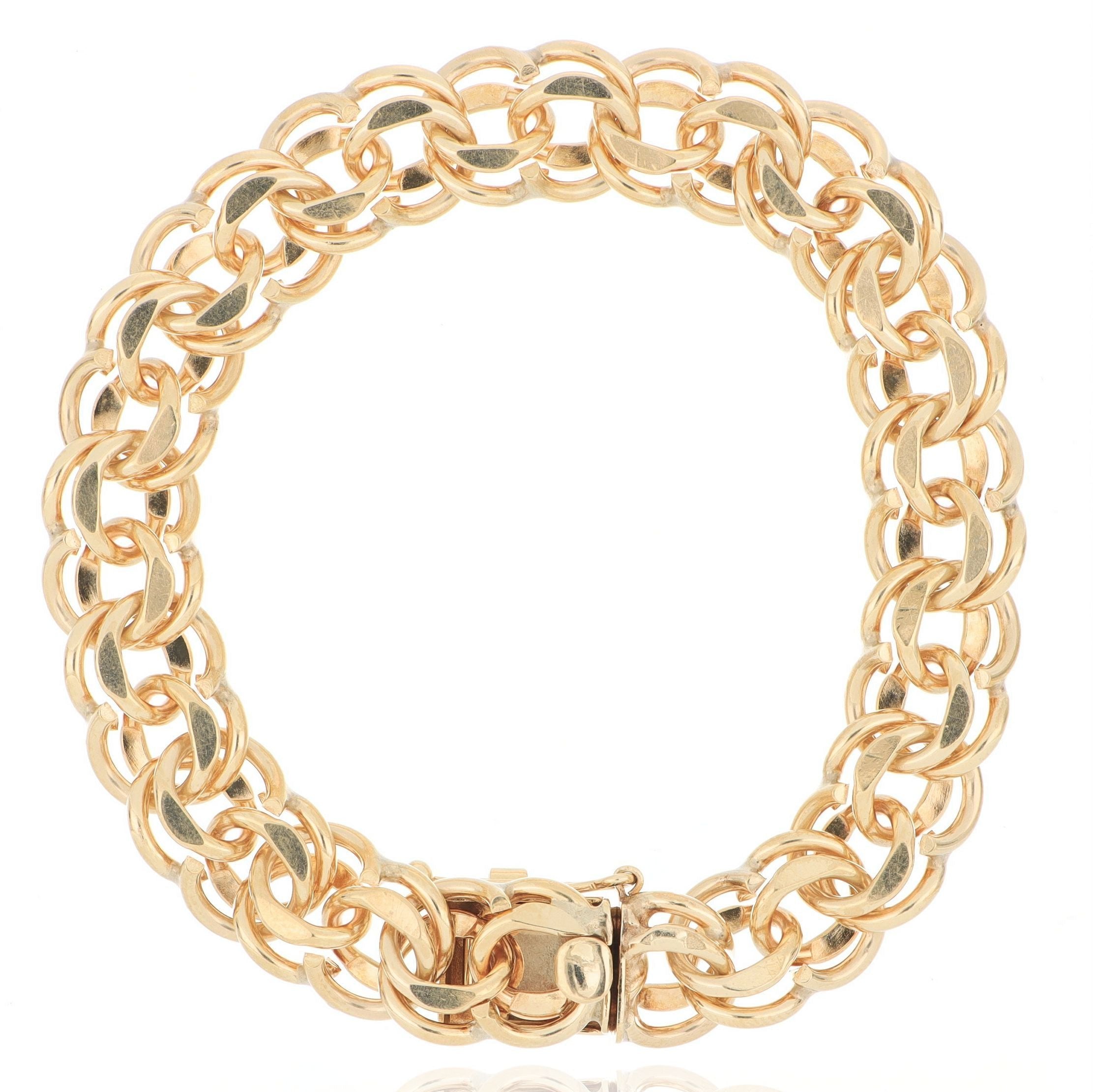 14k Yellow Gold Double Curb Bracelet - Charles Koll Jewelers