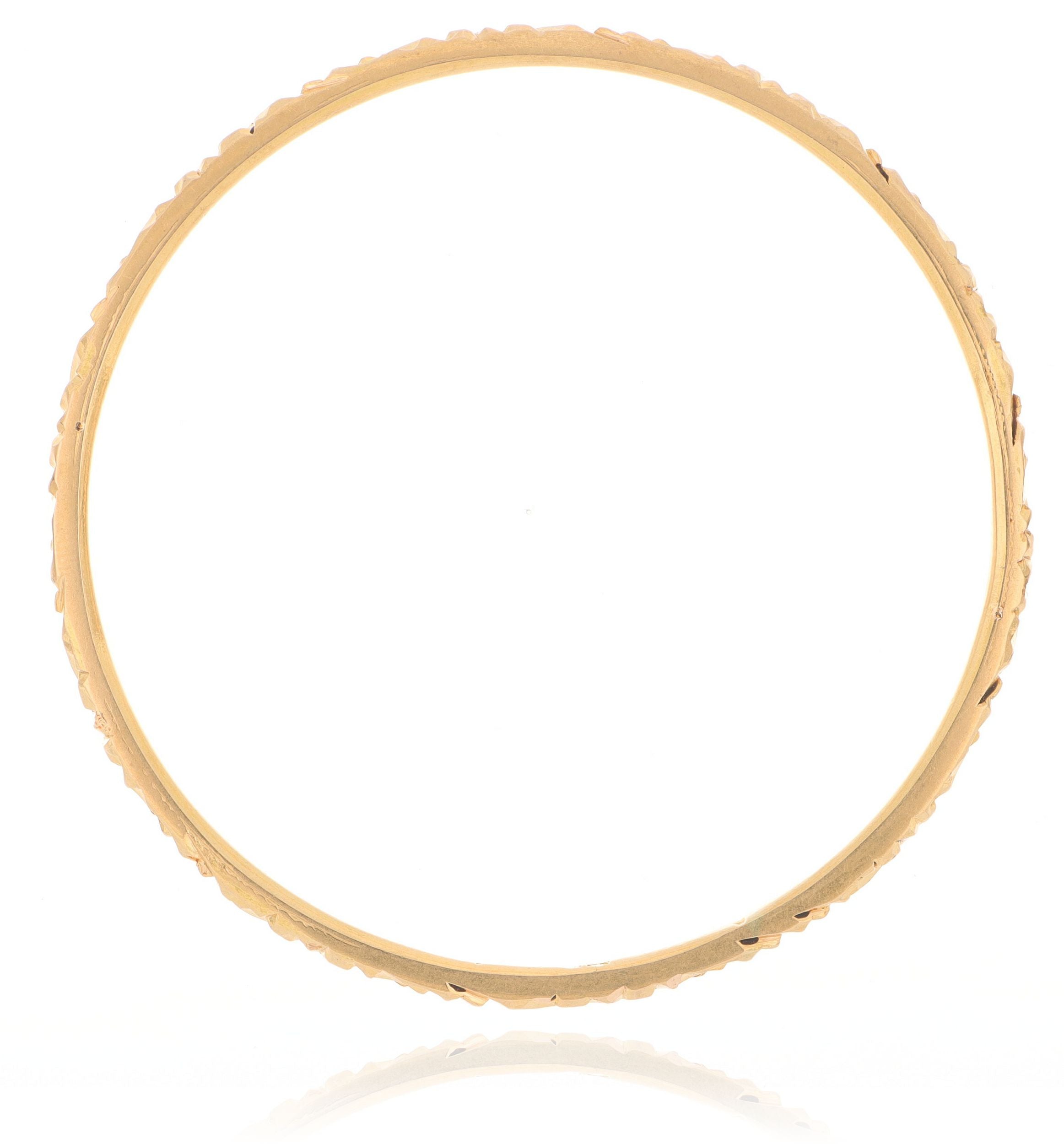 18k Yellow Gold Engraved Bangle - Charles Koll Jewelers