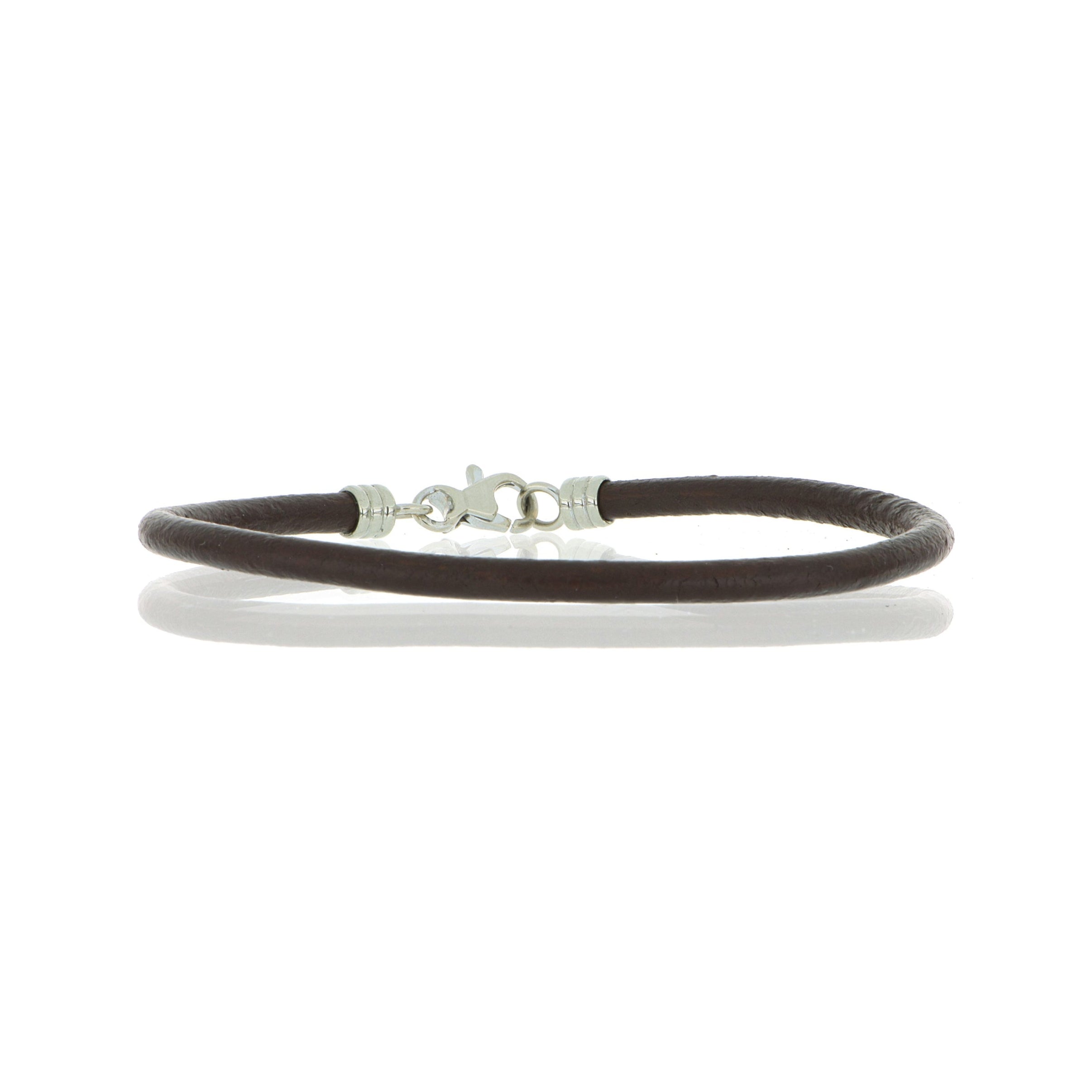14k White Gold and Leather Bracelet - Charles Koll Jewelers