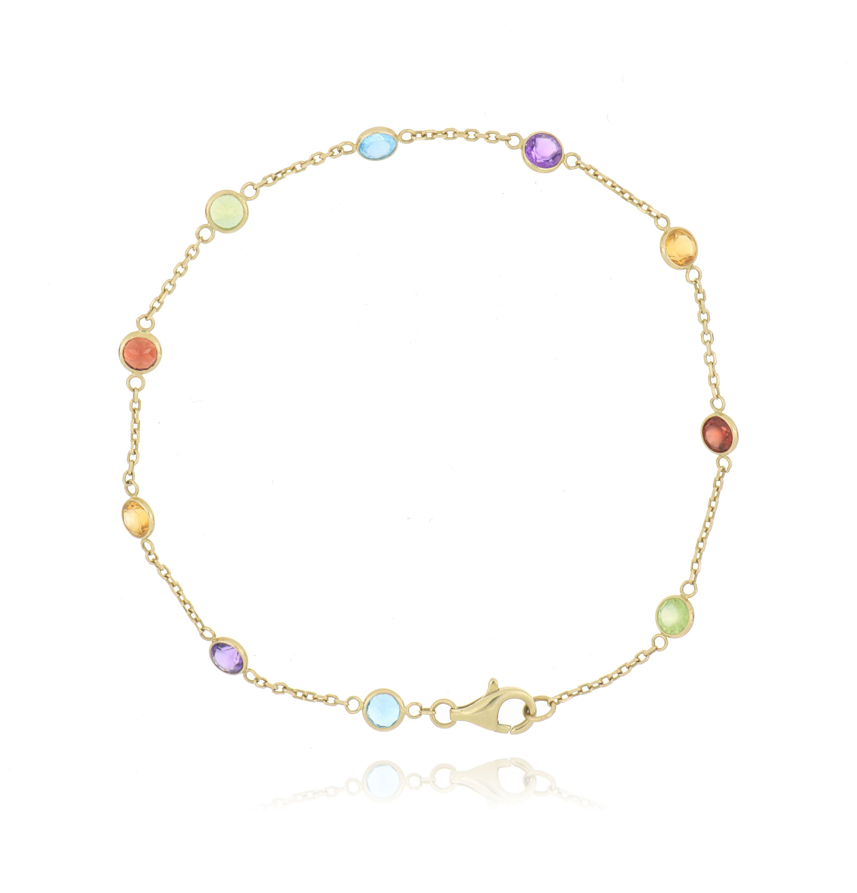 14k Yellow Gold Multi Gemstone Bracelet