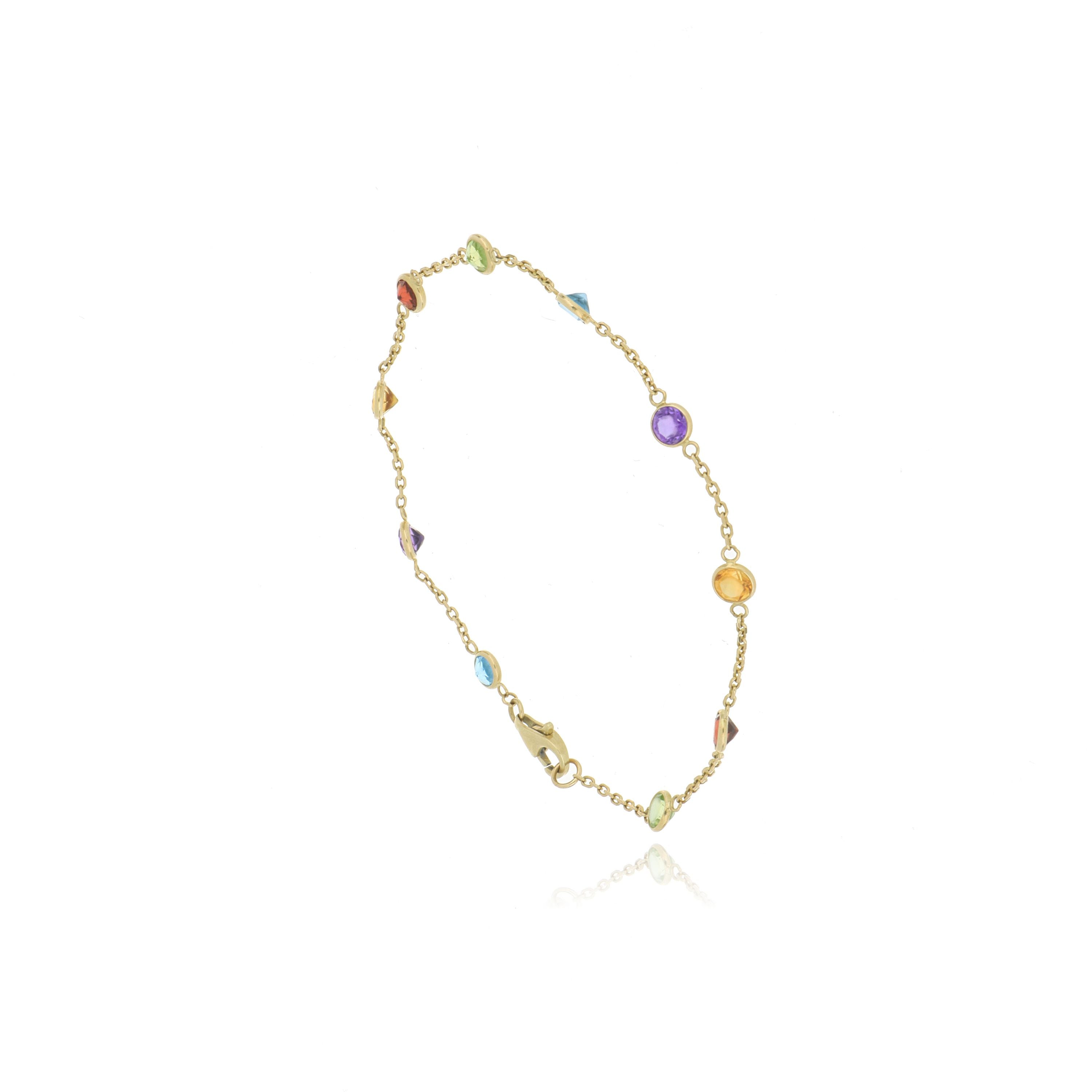 14k Yellow Gold Multi Gemstone Bracelet