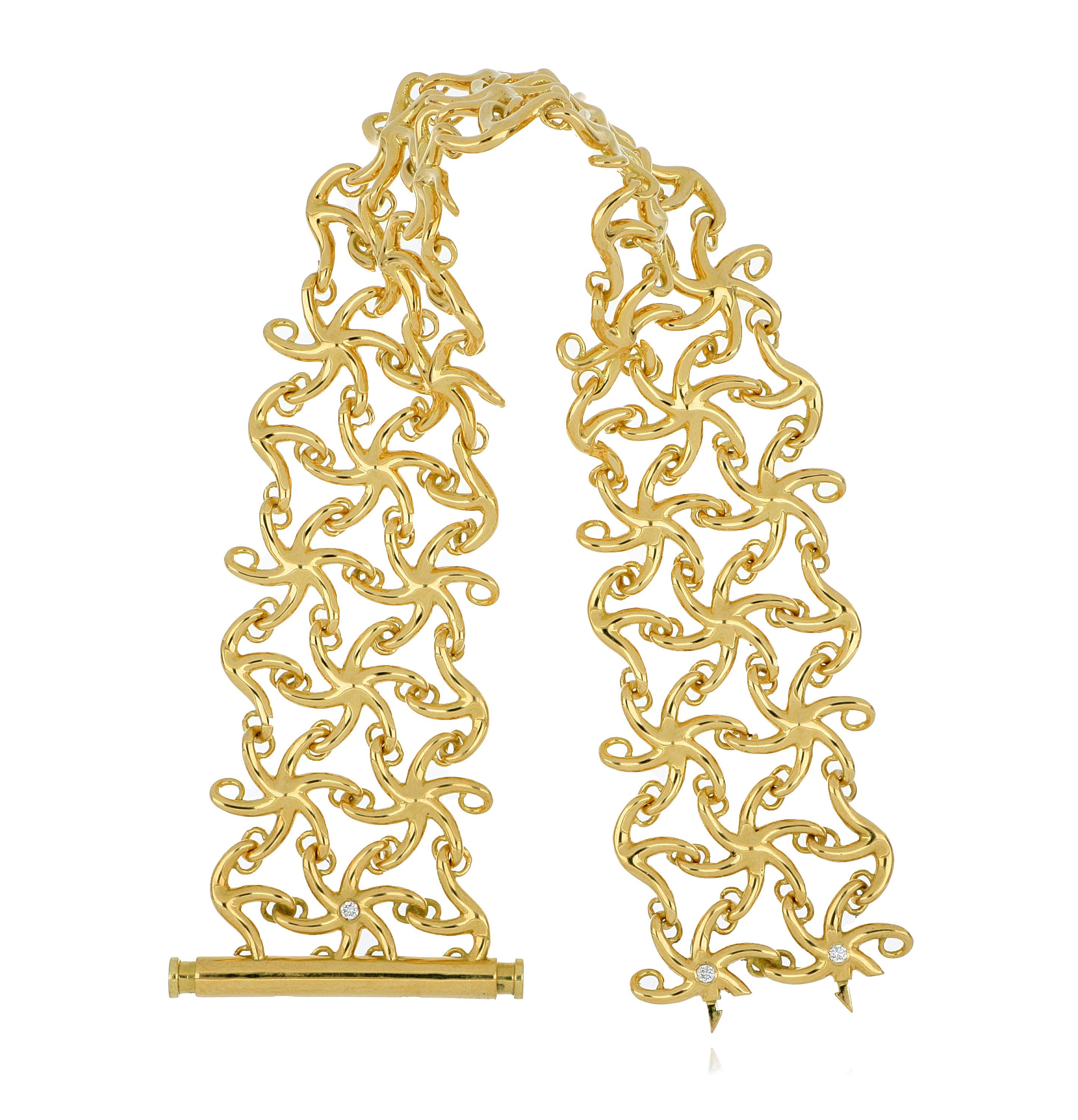 18k Yellow Gold Diamond Starfish Bracelet