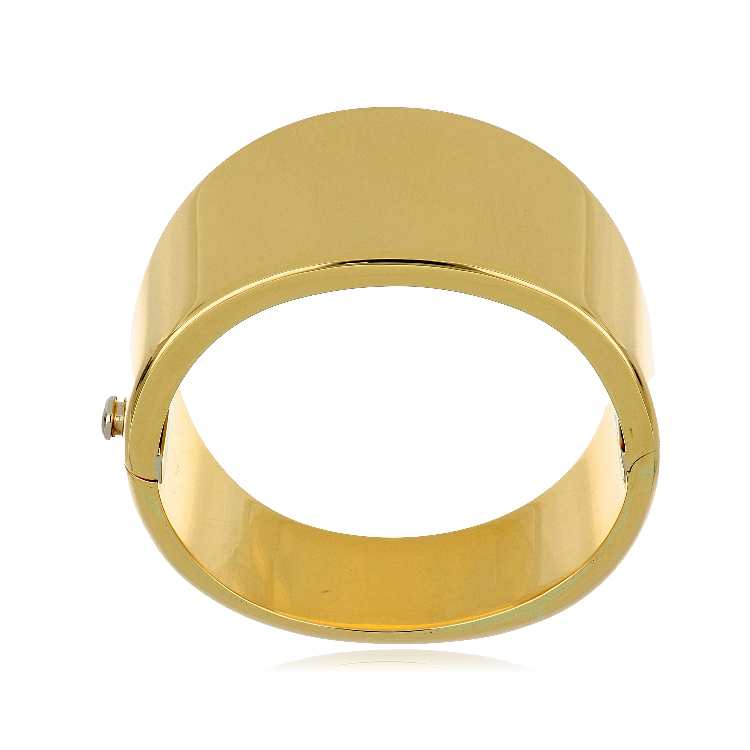 18k Yellow Gold Thick Hinged Bangle Bracelet