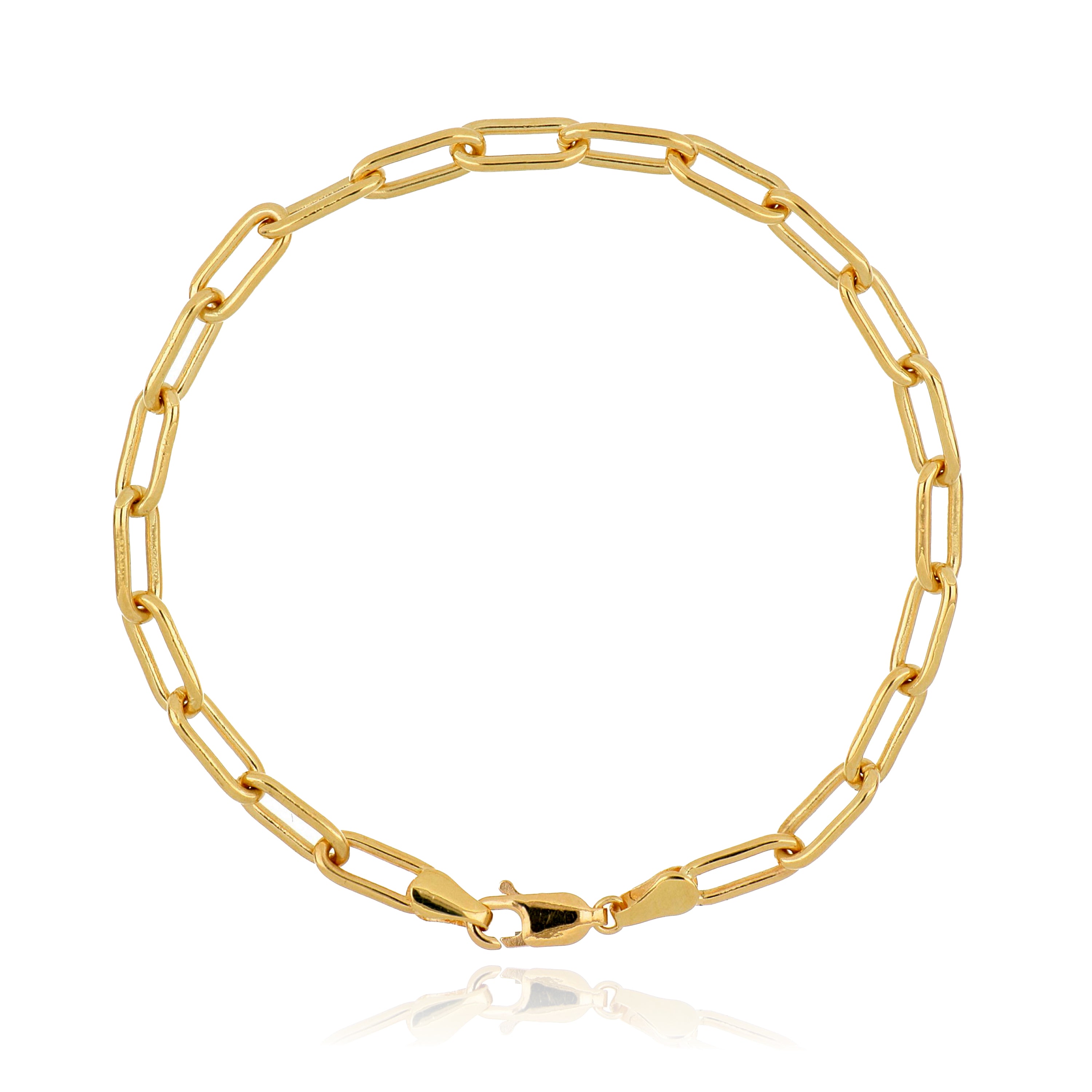 18k Yellow Gold Paperclip Bracelet - Charles Koll Jewelers