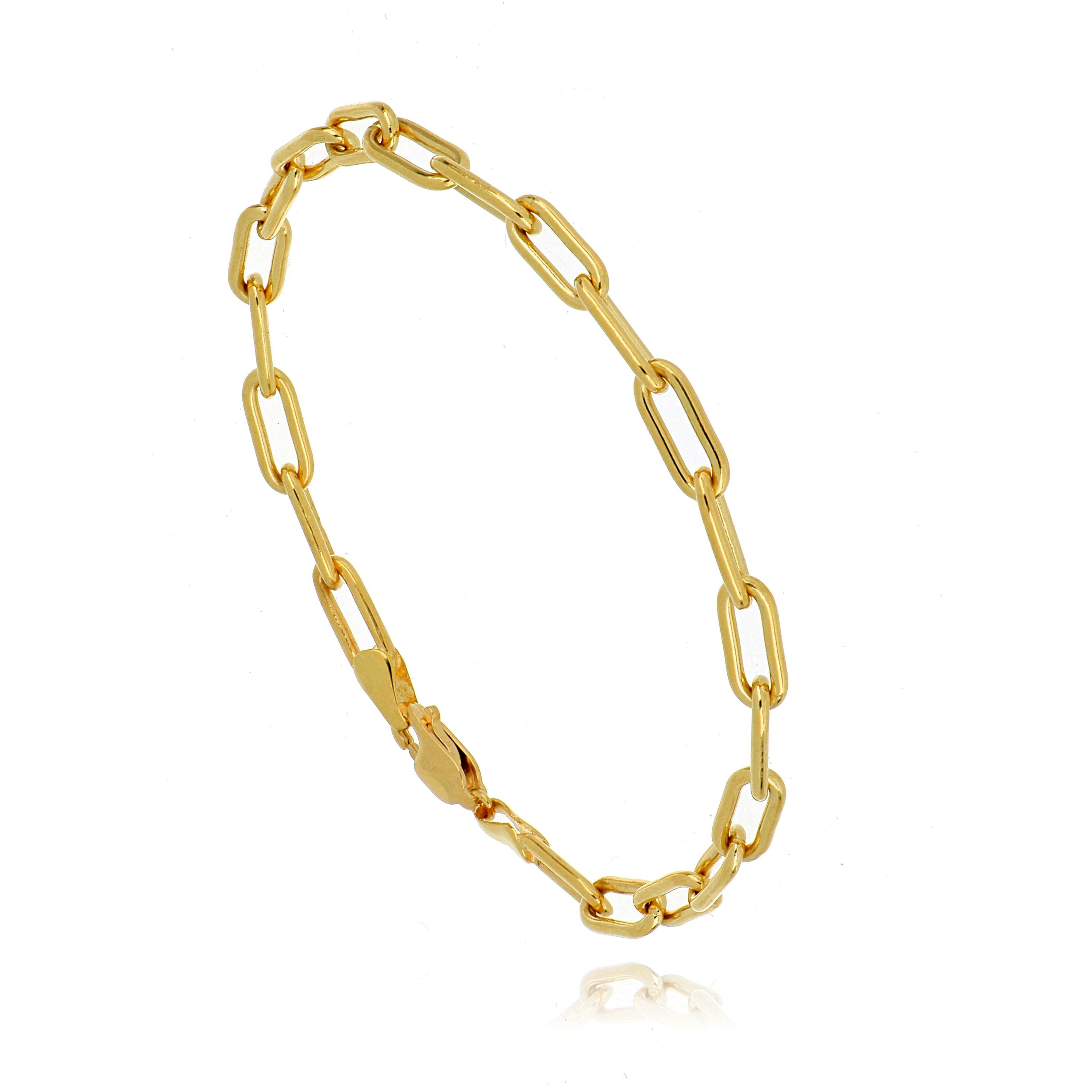 18k Yellow Gold Paperclip Bracelet - Charles Koll Jewelers
