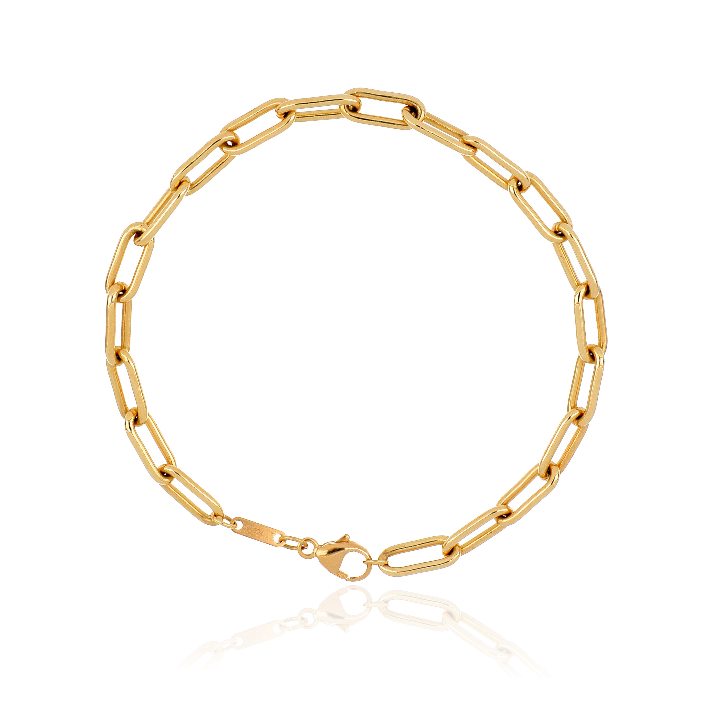 18k Yellow Gold Paper Clip Bracelet