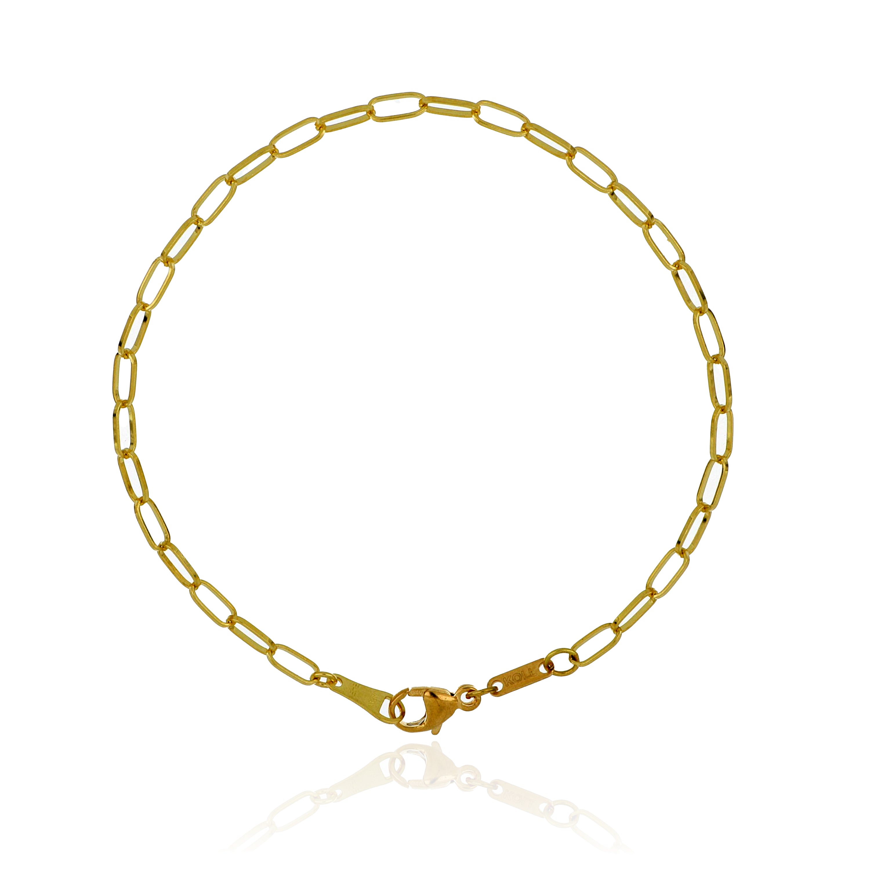18k Yellow Gold Mini Paperclip Bracelet
