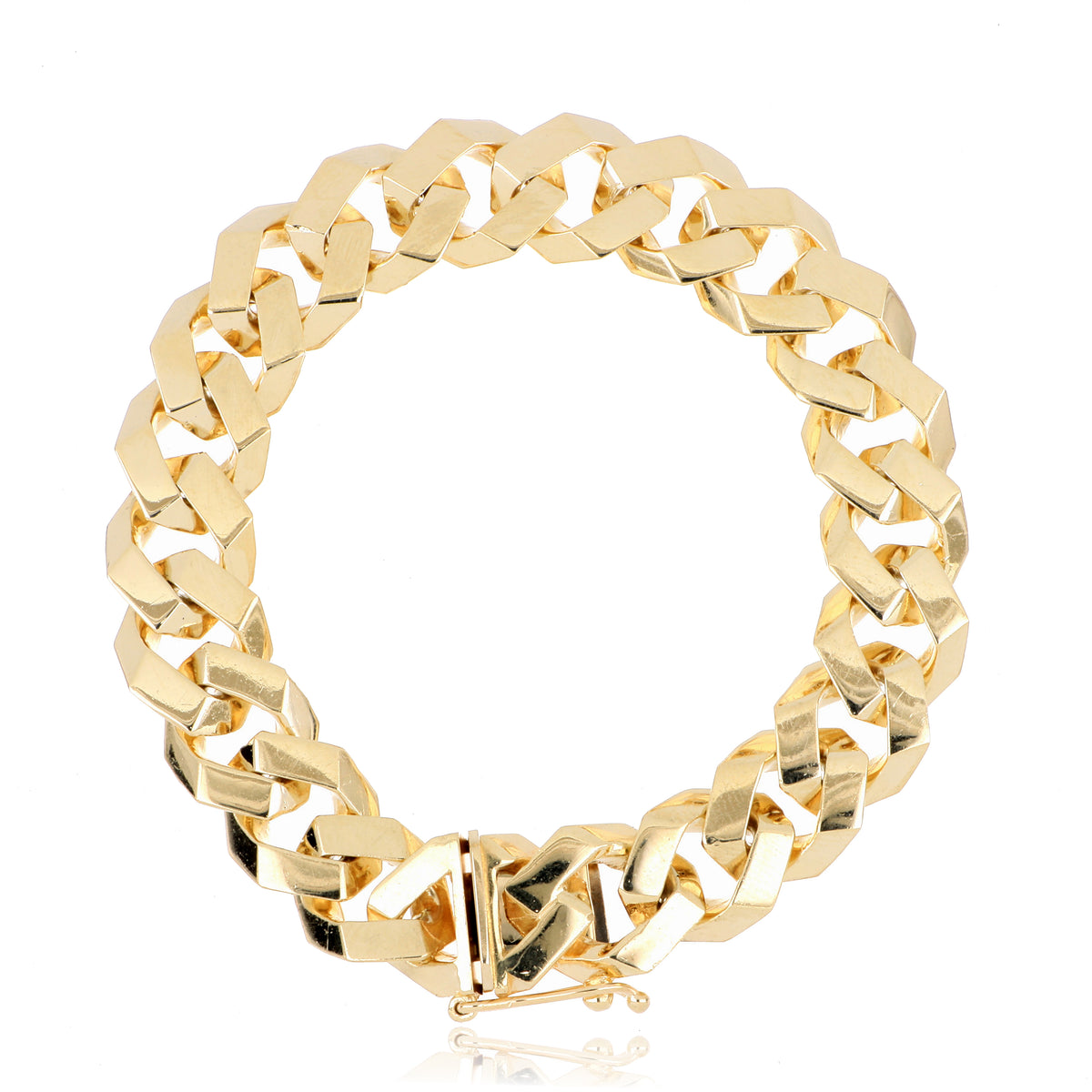 14k Yellow Gold Square Curb Link Bracelet