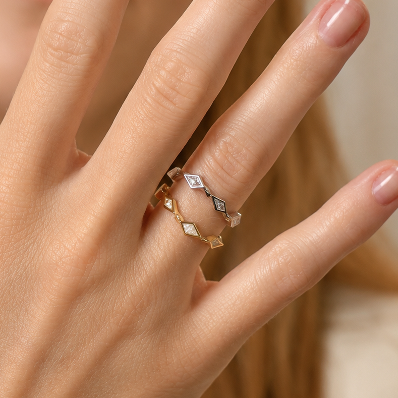 Platinum Kite Shaped Diamond Ring - Charles Koll Jewelers