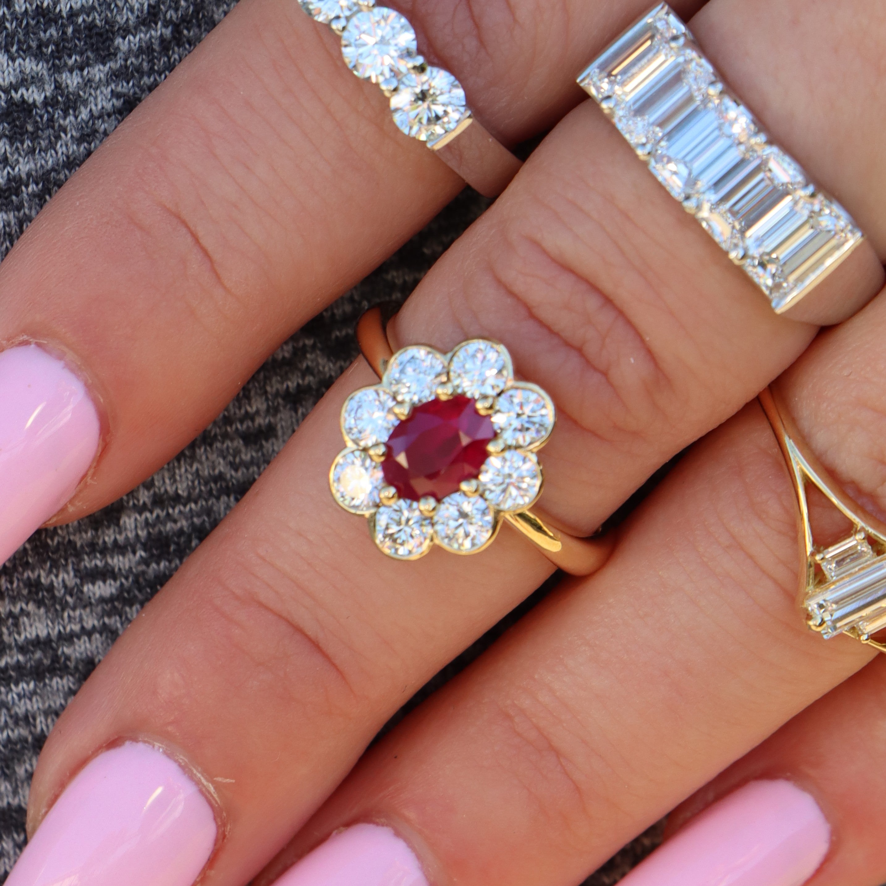 18k Yellow Ruby and Diamond Ring