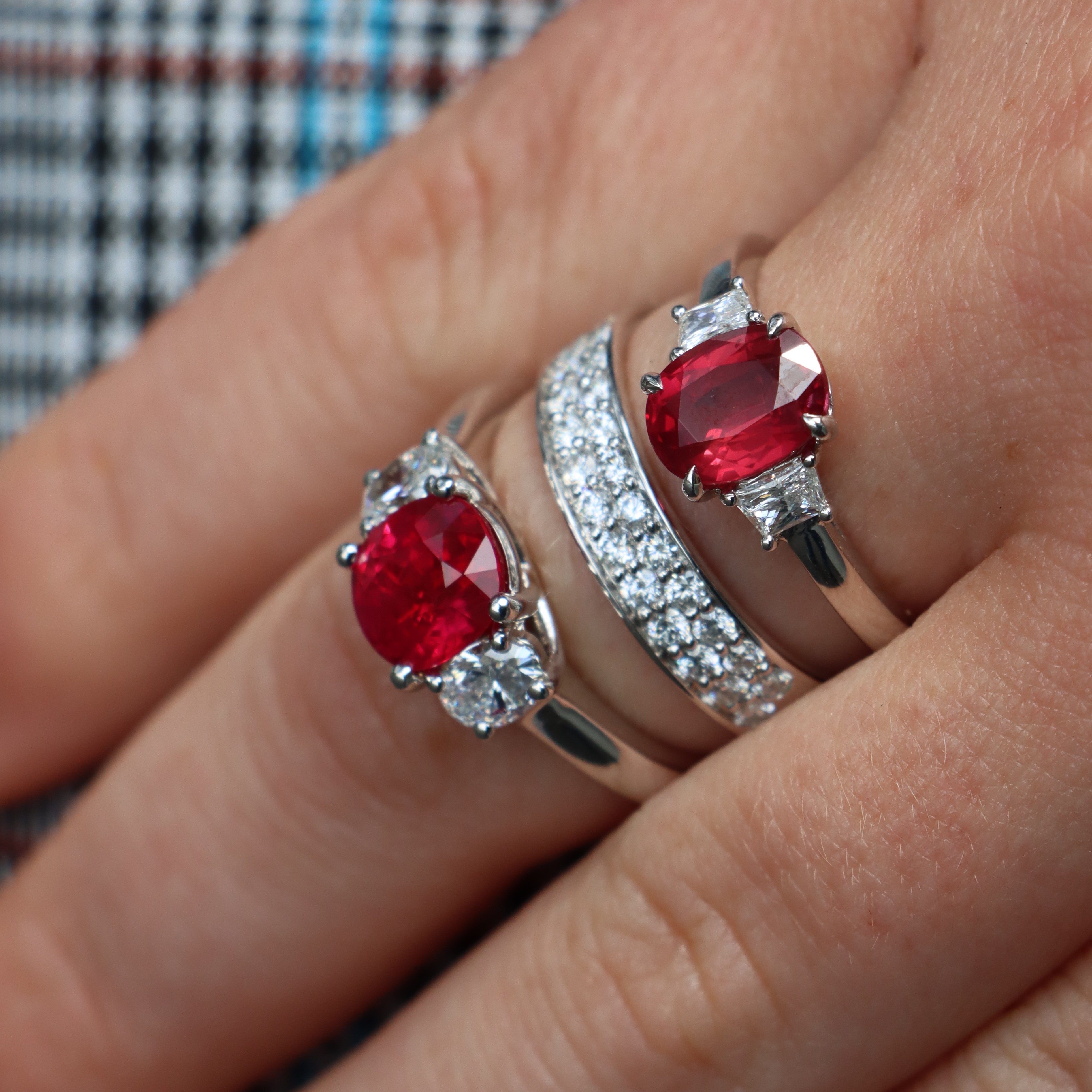 18k White Gold Ruby and Diamond Accented Ring