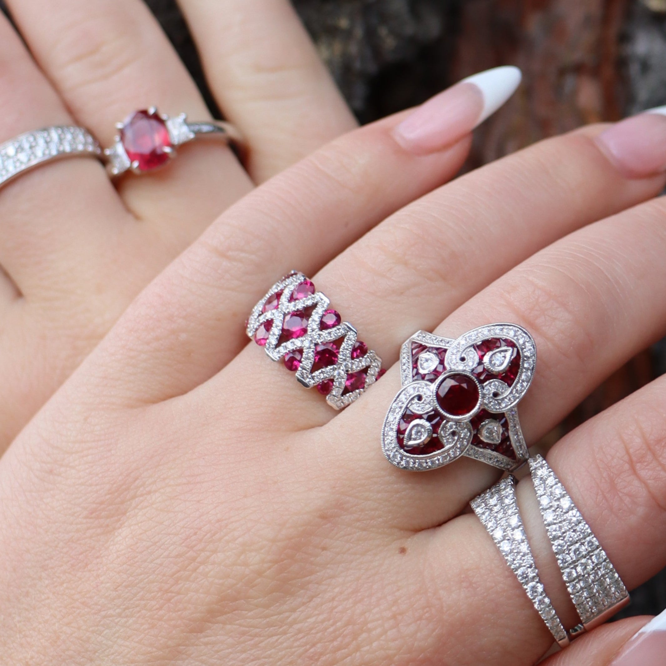 18k White Gold Ruby and Diamond Ring
