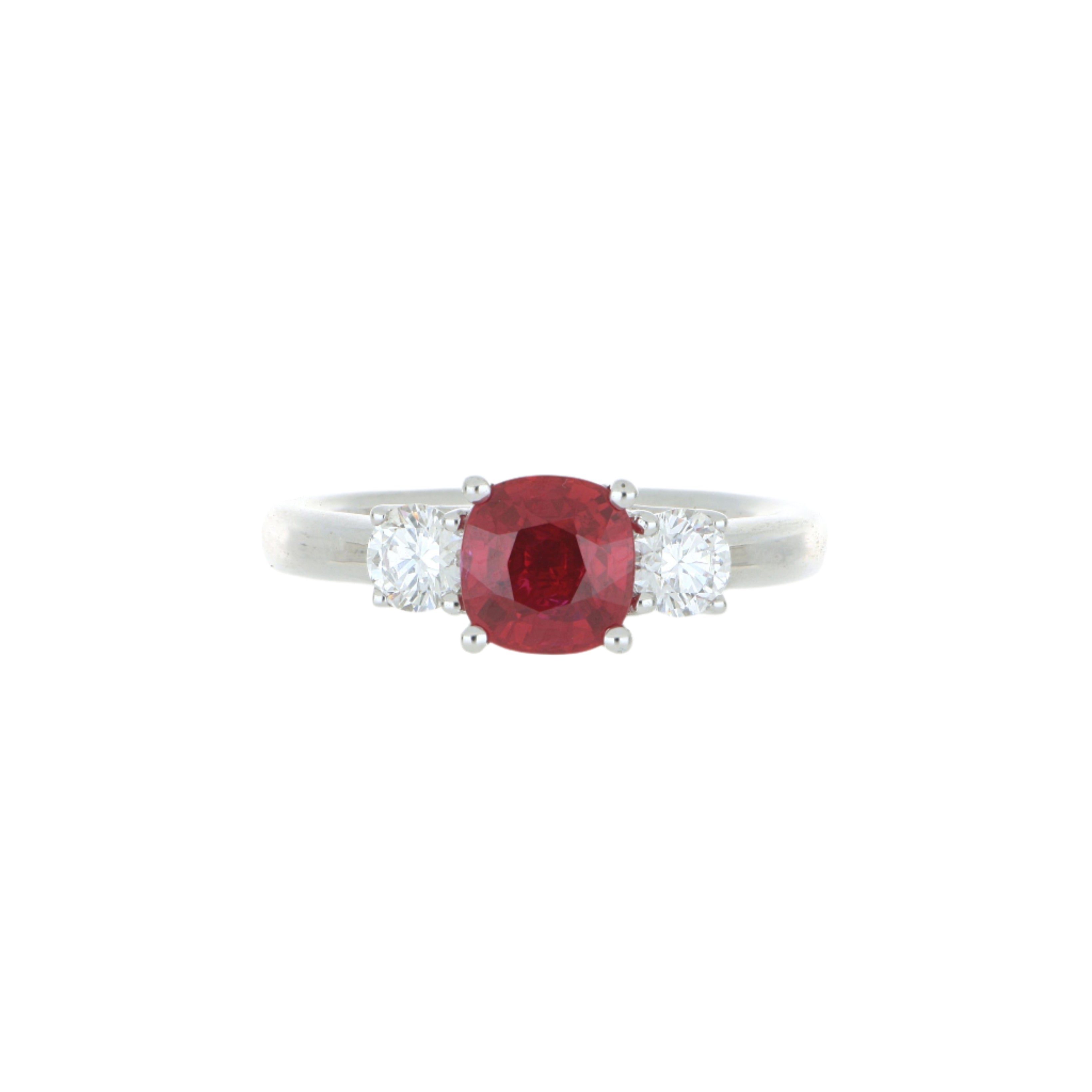 18k White Gold Burma Ruby and Diamond Ring