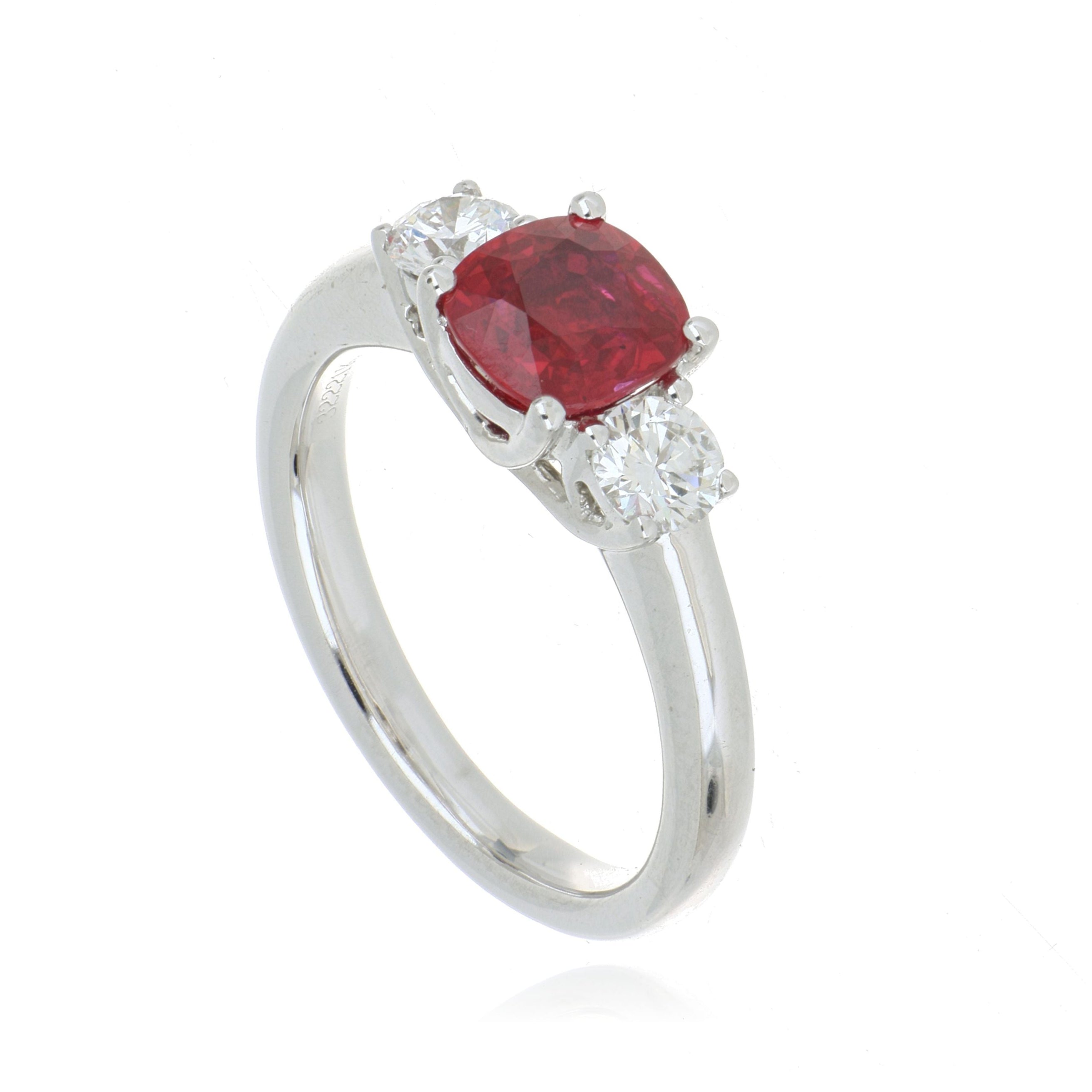 18k White Gold Burma Ruby and Diamond Ring