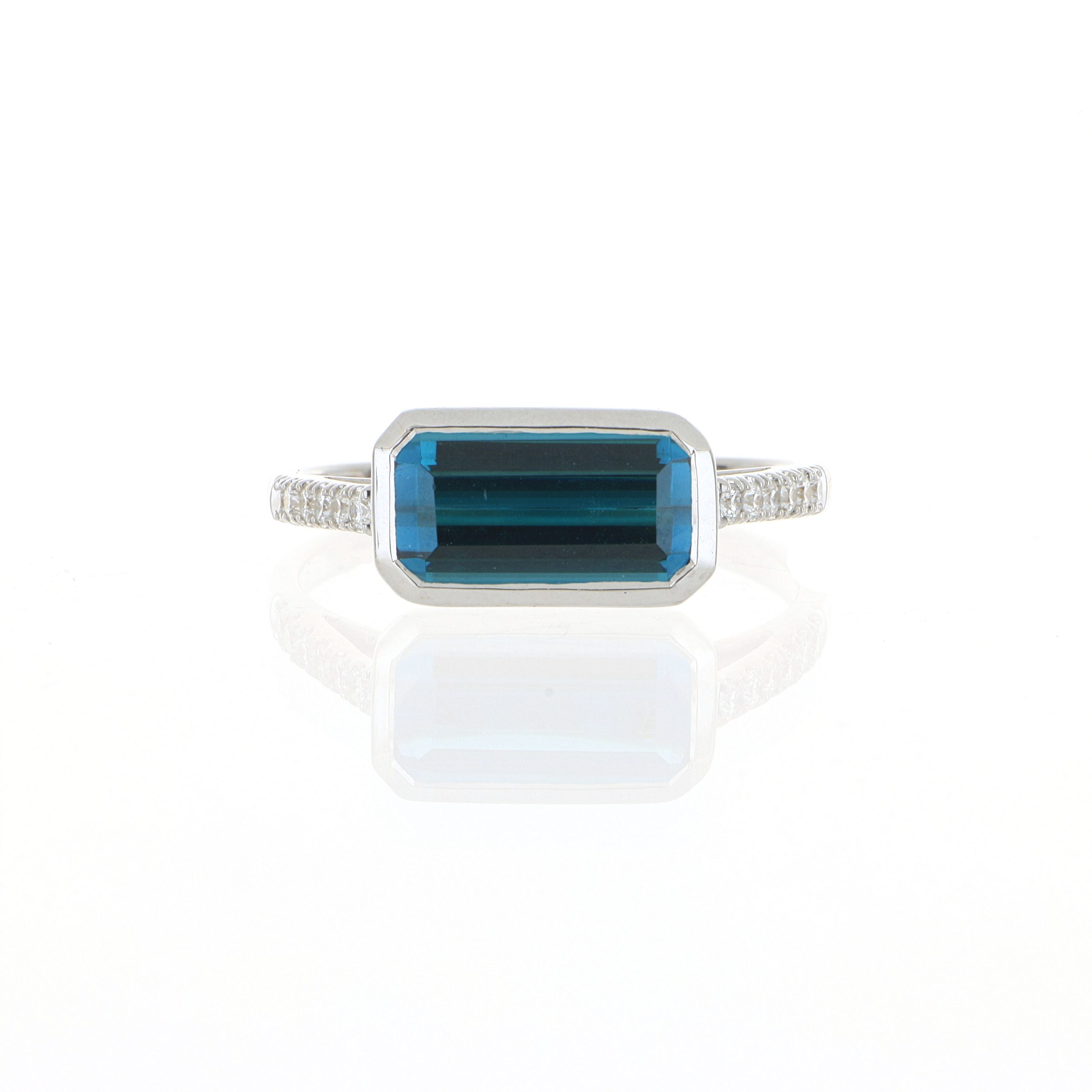 18k White Gold Tourmaline and Diamond Accented Ring