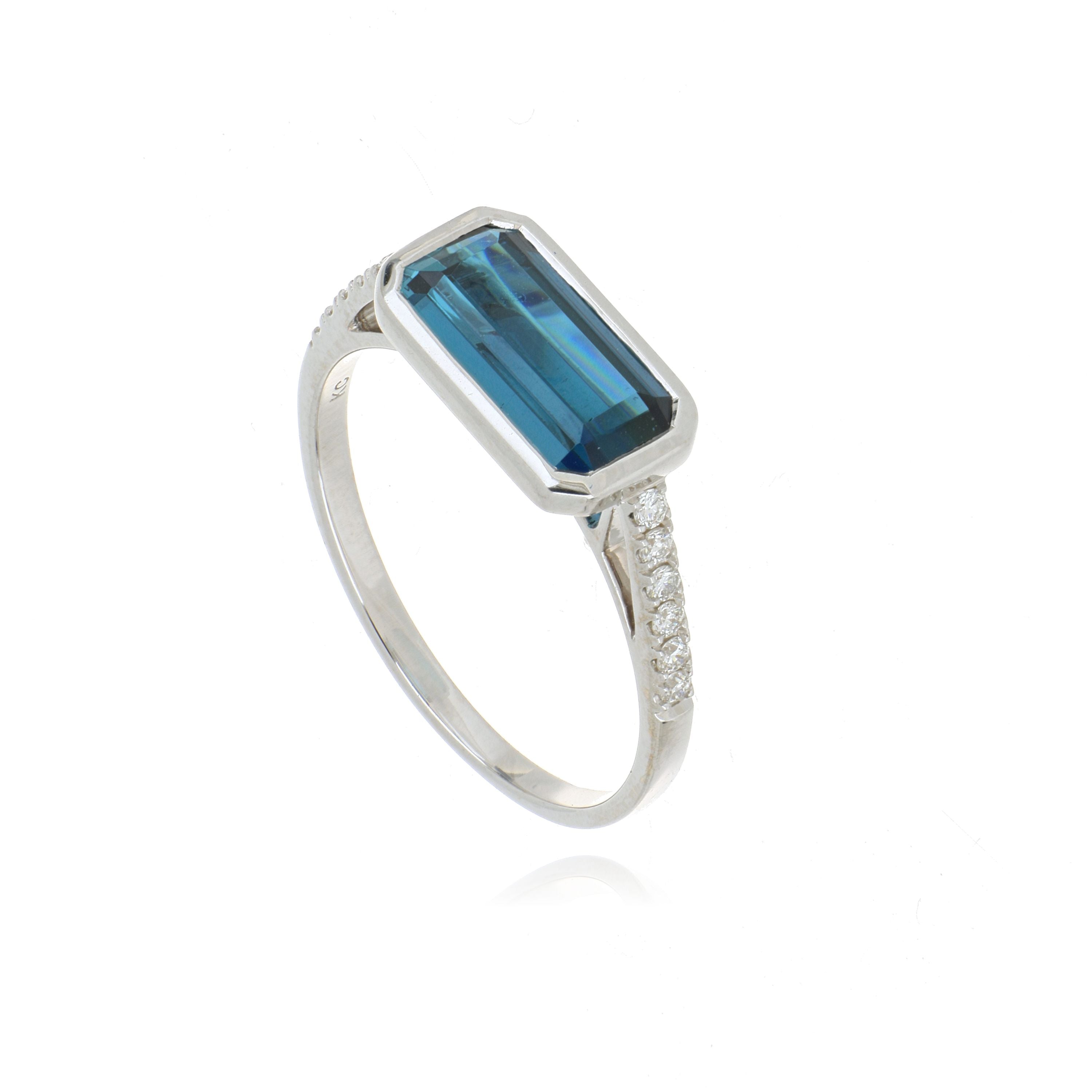 18k White Gold Tourmaline and Diamond Accented Ring
