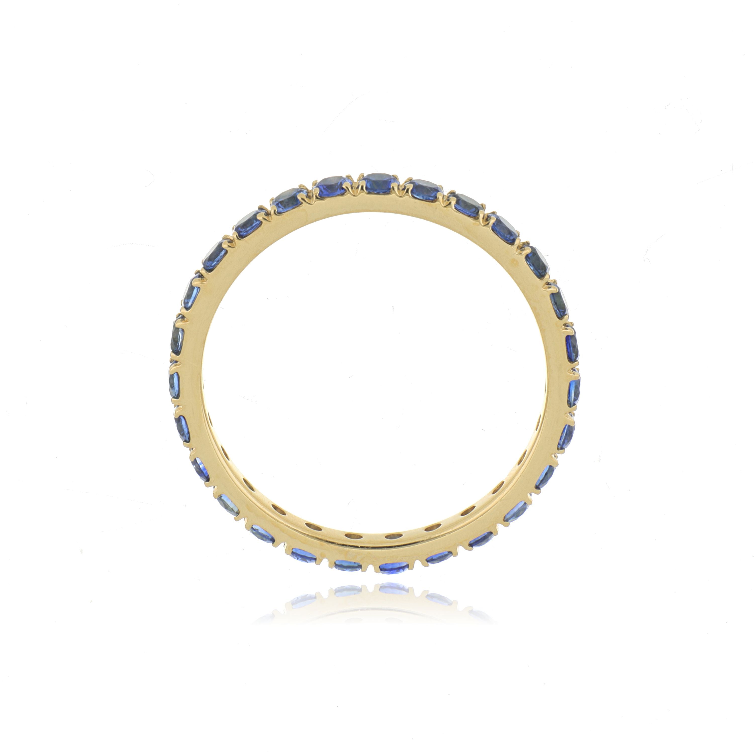18k Yellow Gold Blue Sapphire Eternity Band