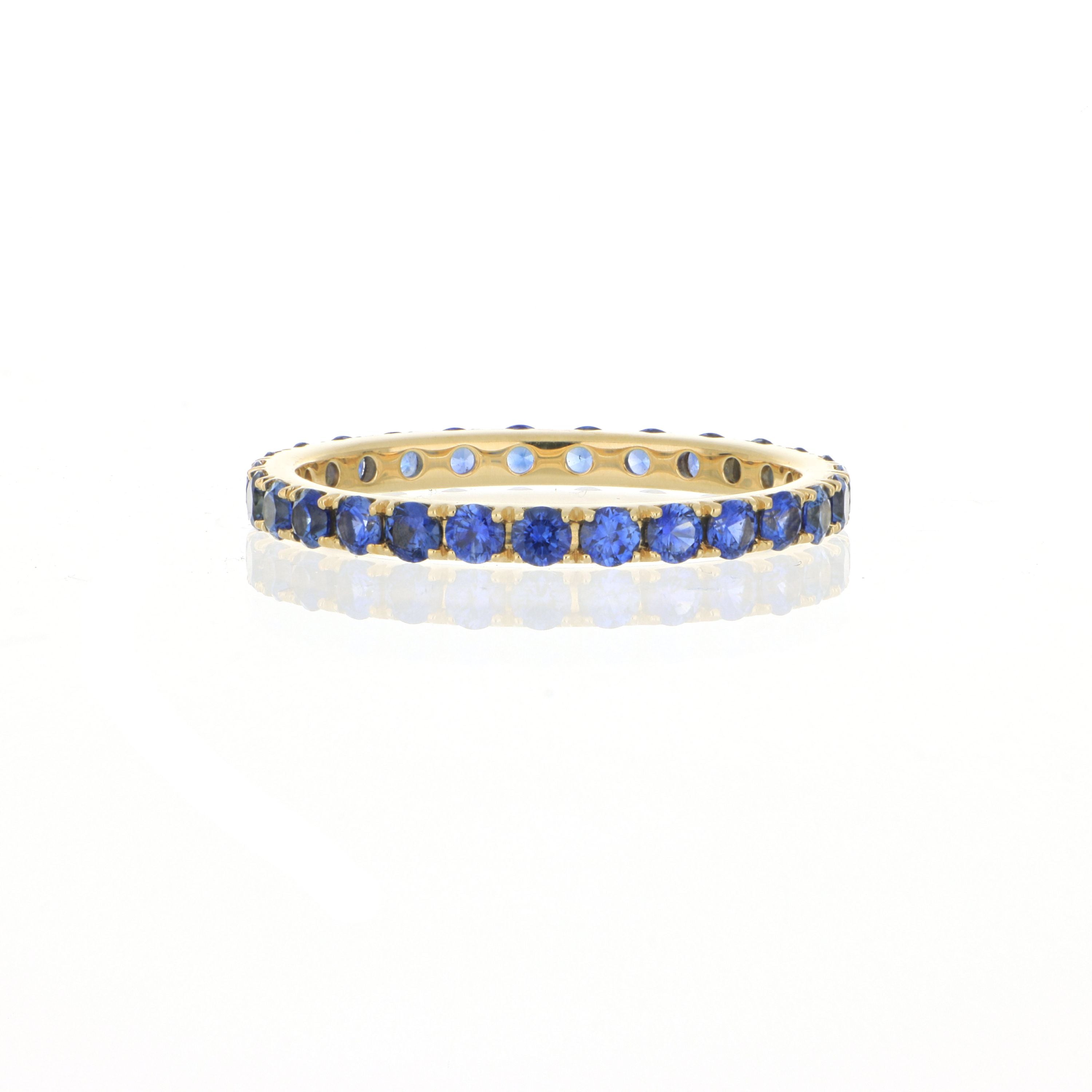 18k Yellow Gold Blue Sapphire Eternity Band