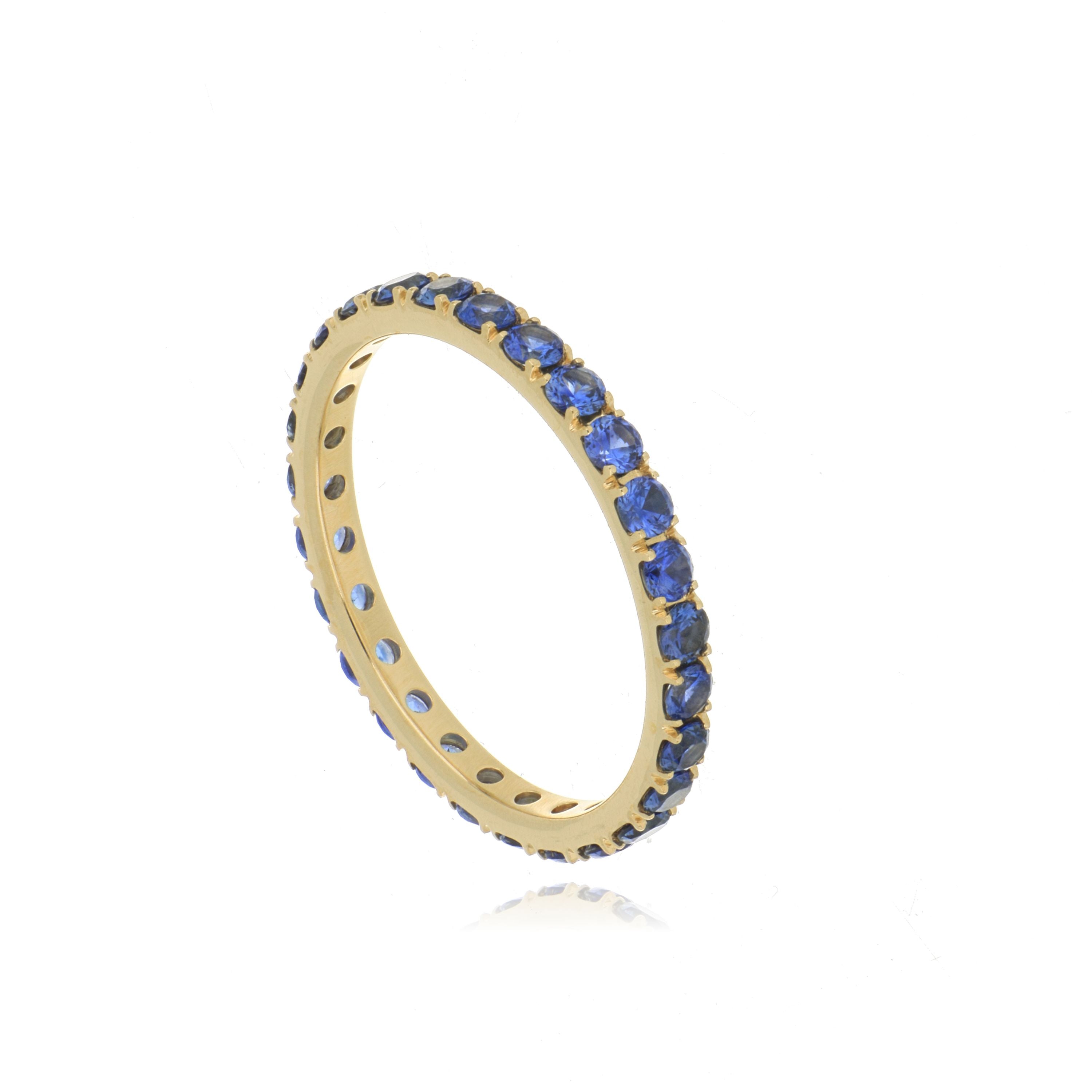 18k Yellow Gold Blue Sapphire Eternity Band