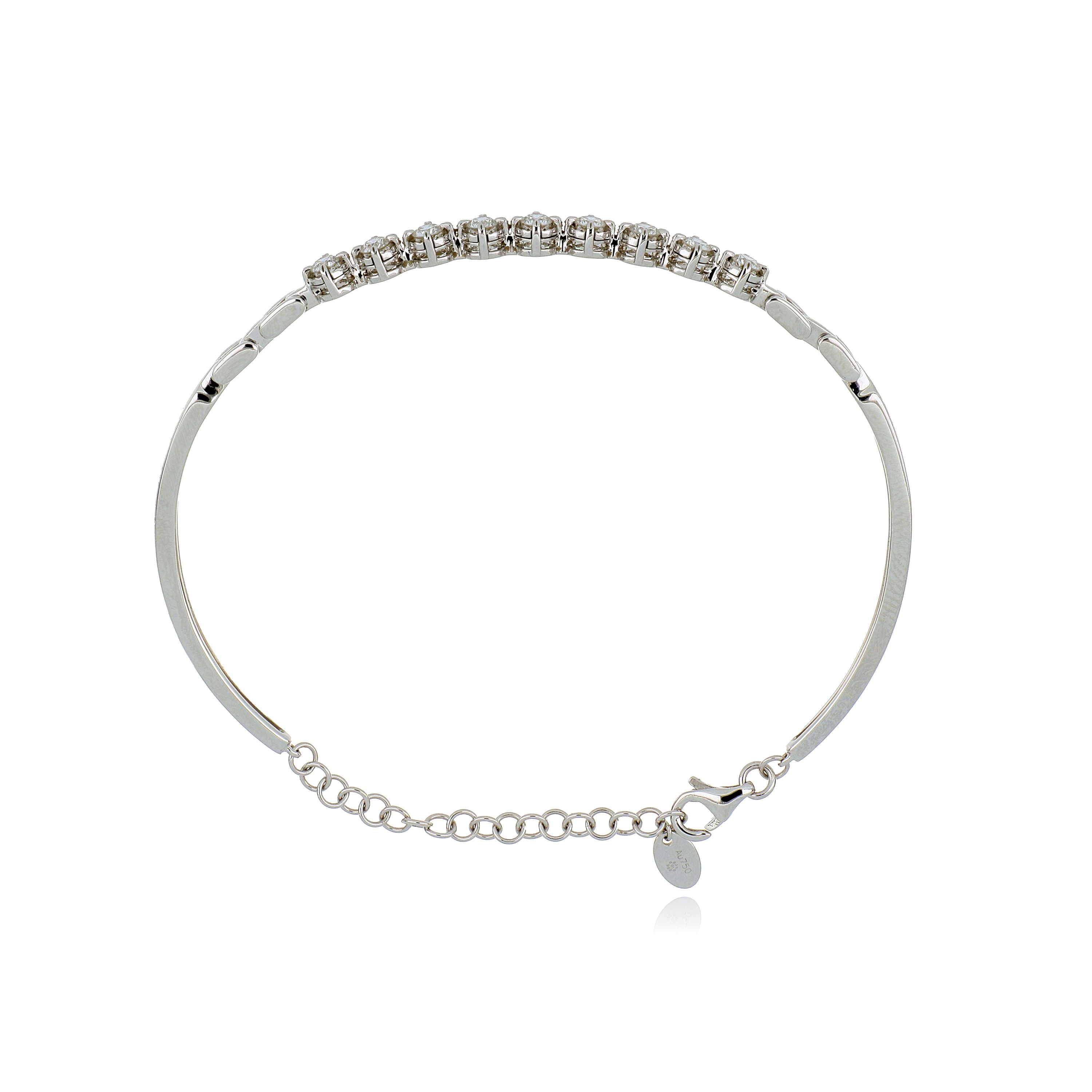 18k White Gold Diamond Hinged Bangle Bracelet