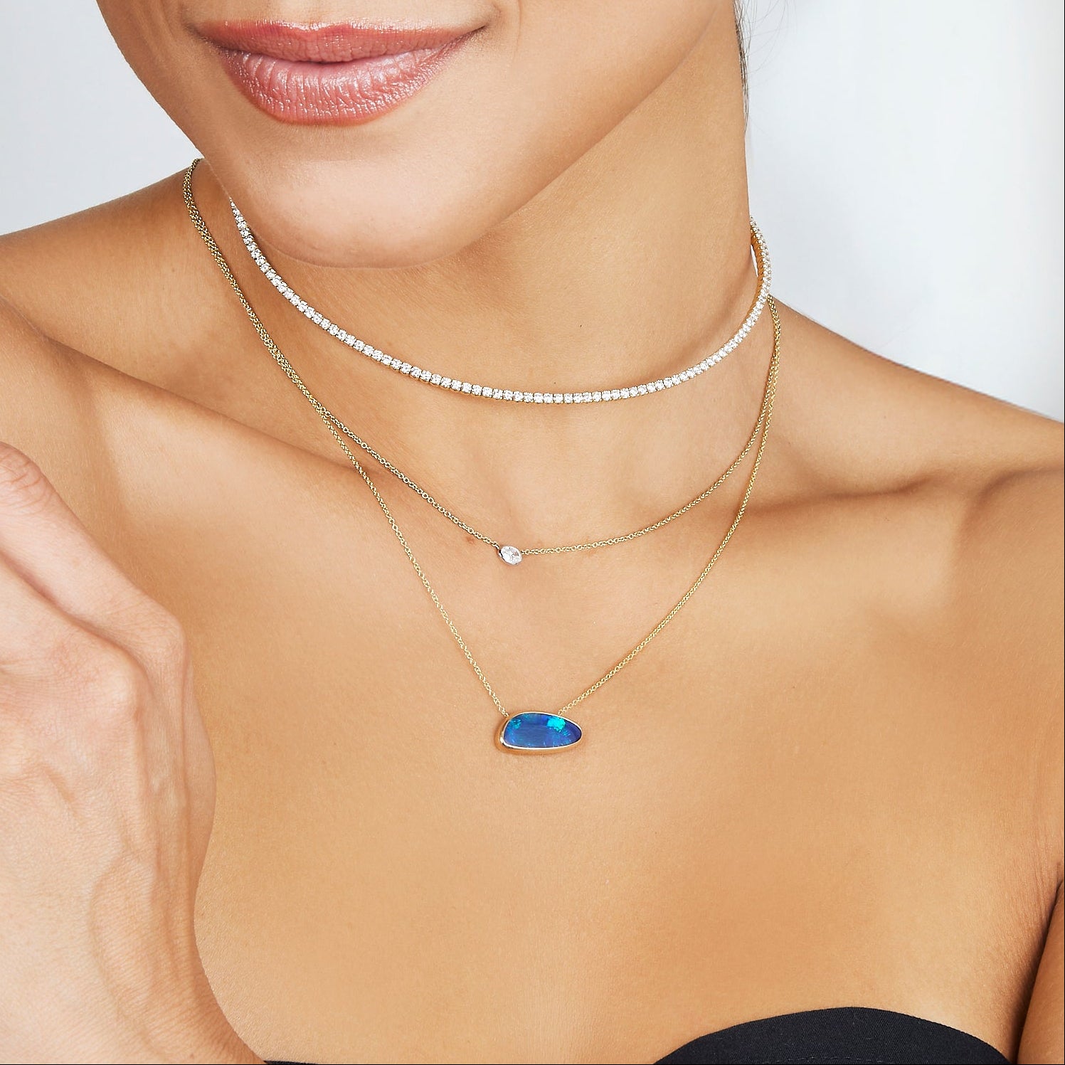 14k Yellow Gold Freeform Opal Necklace