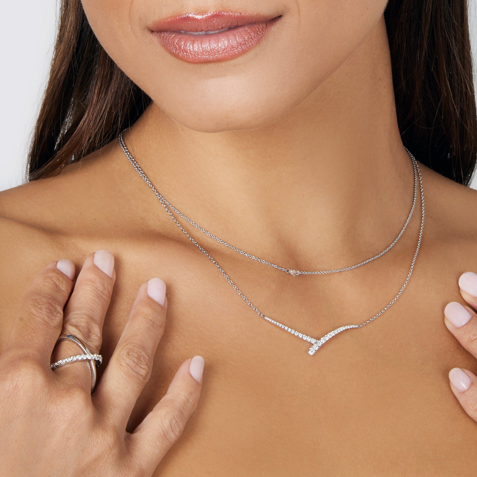 18k White Gold Diamond Necklace - Charles Koll Jewelers