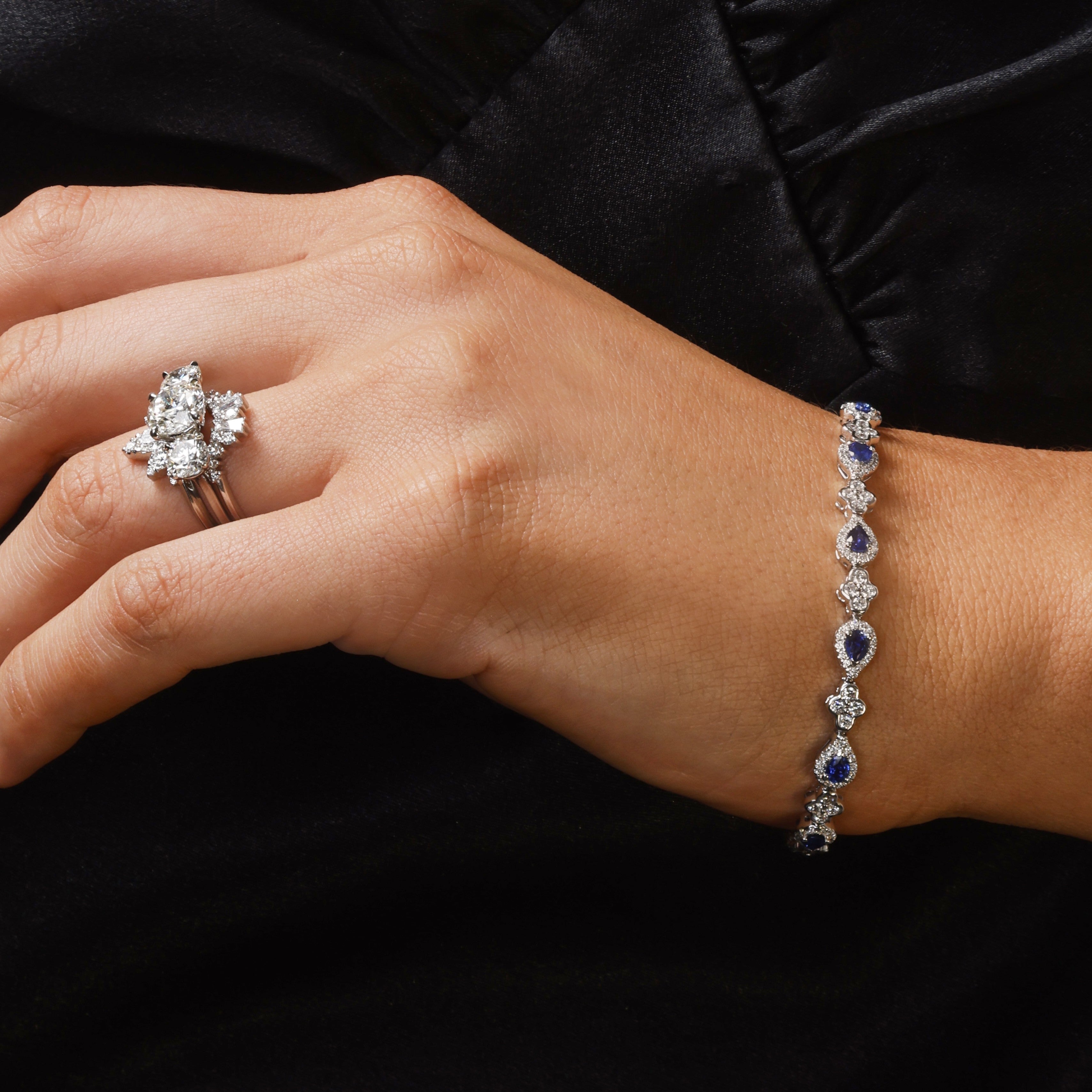 18k White Gold Sapphire and Diamond Tennis Bracelet - Charles Koll Jewelers