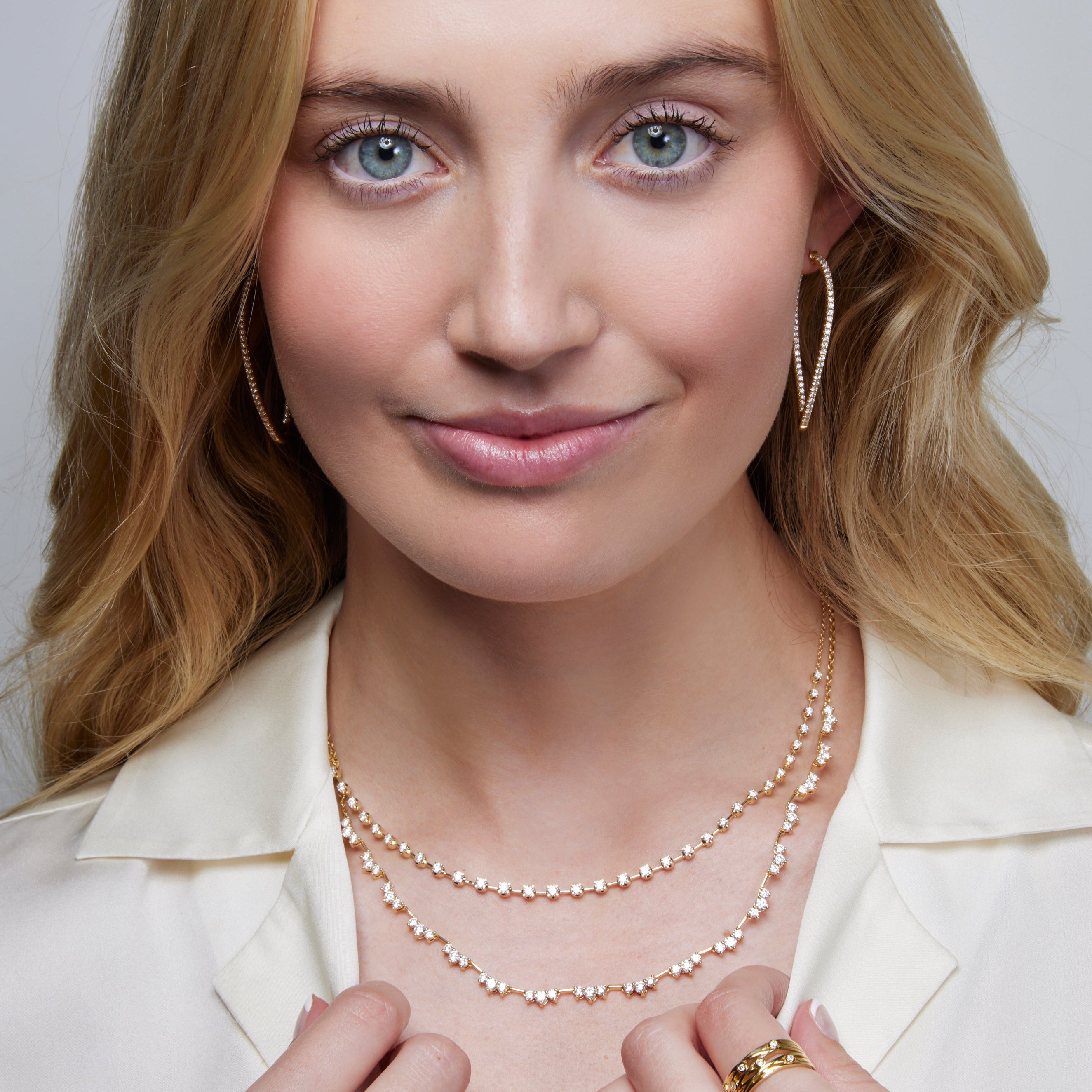 18k Yellow Gold Twisted Diamond Hoops