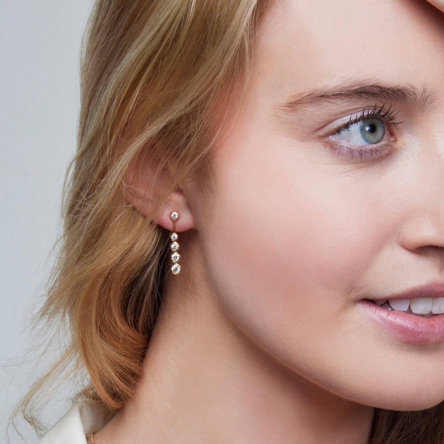 18k Yellow Gold Cascading Diamond Drop Earrings - Charles Koll Jewelers