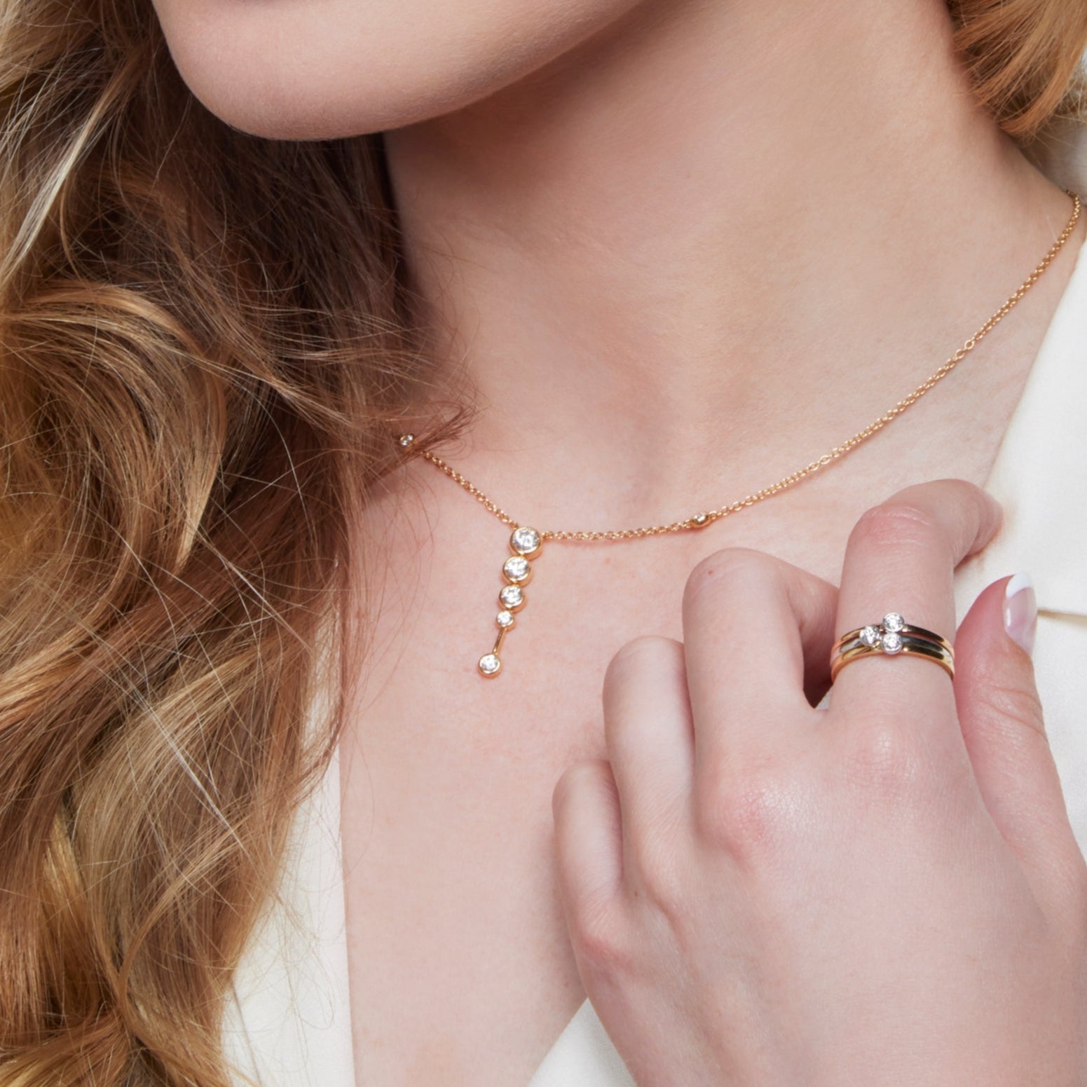 18k Yellow Gold Diamond Cascade Necklace - Charles Koll Jewelers