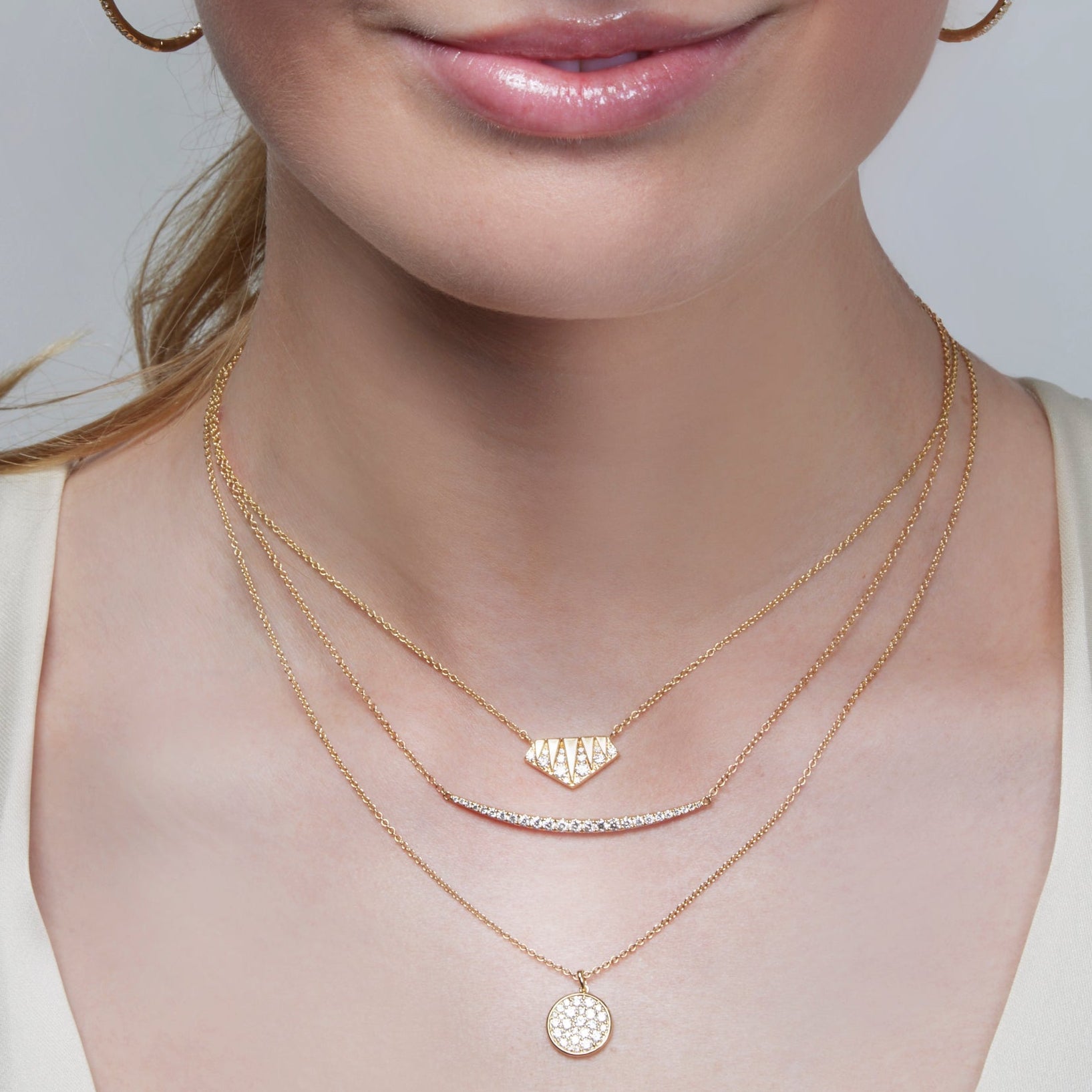 18k Yellow Gold Diamond Triplicity Necklace - Charles Koll Jewelers