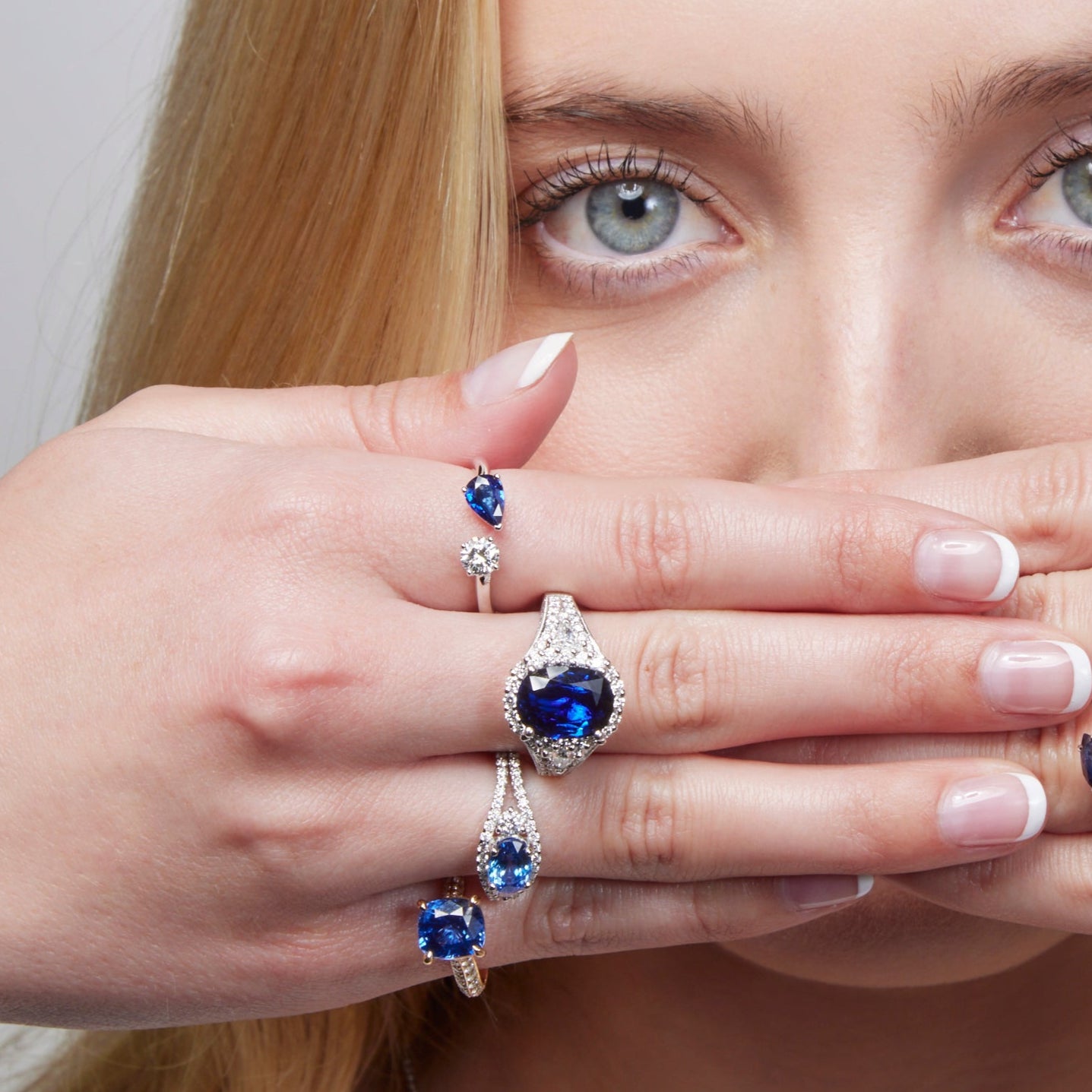 Platinum Blue Sapphire and Diamond Cocktail Ring