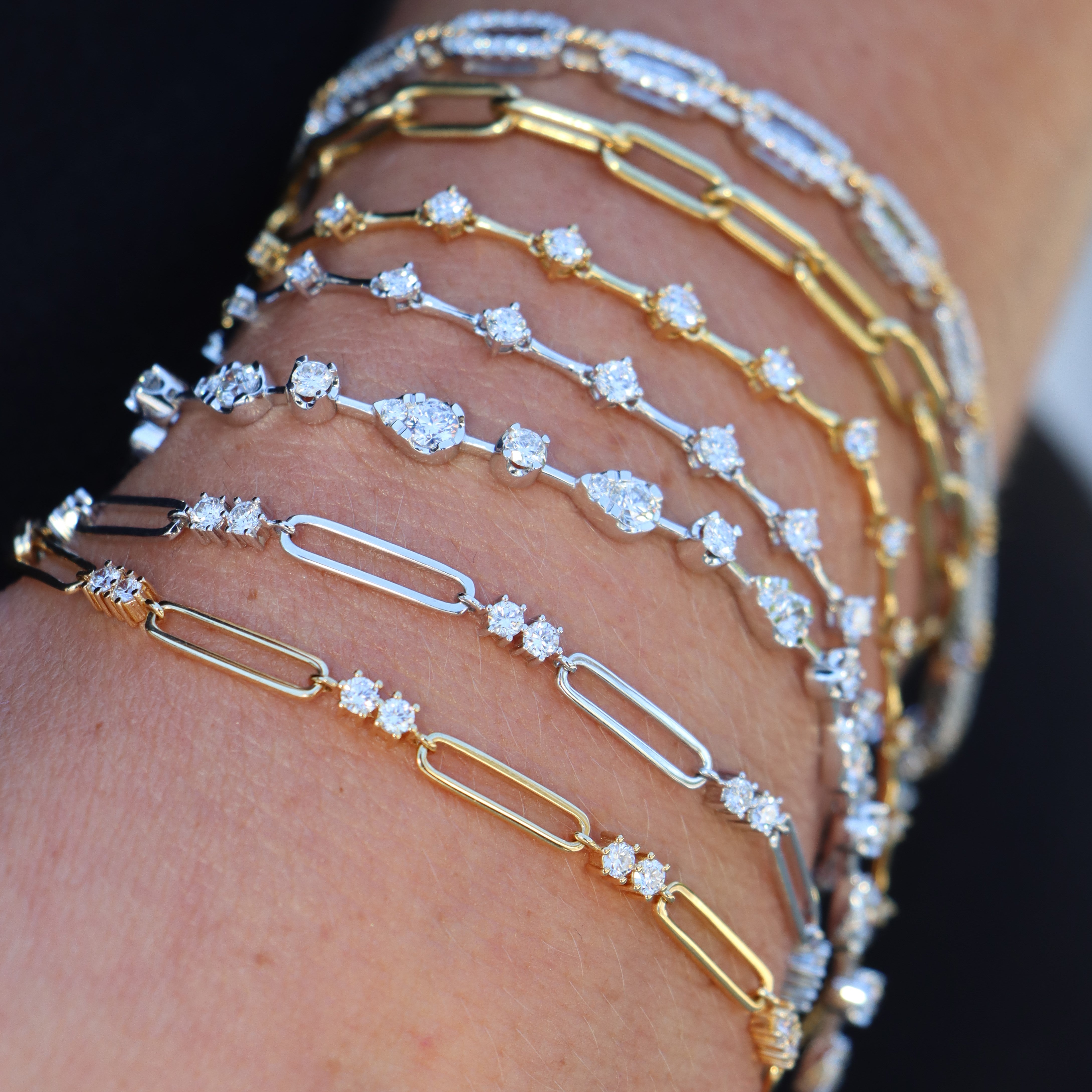 18k Yellow Gold Diamond Paperclip Bracelet - Charles Koll Jewelers