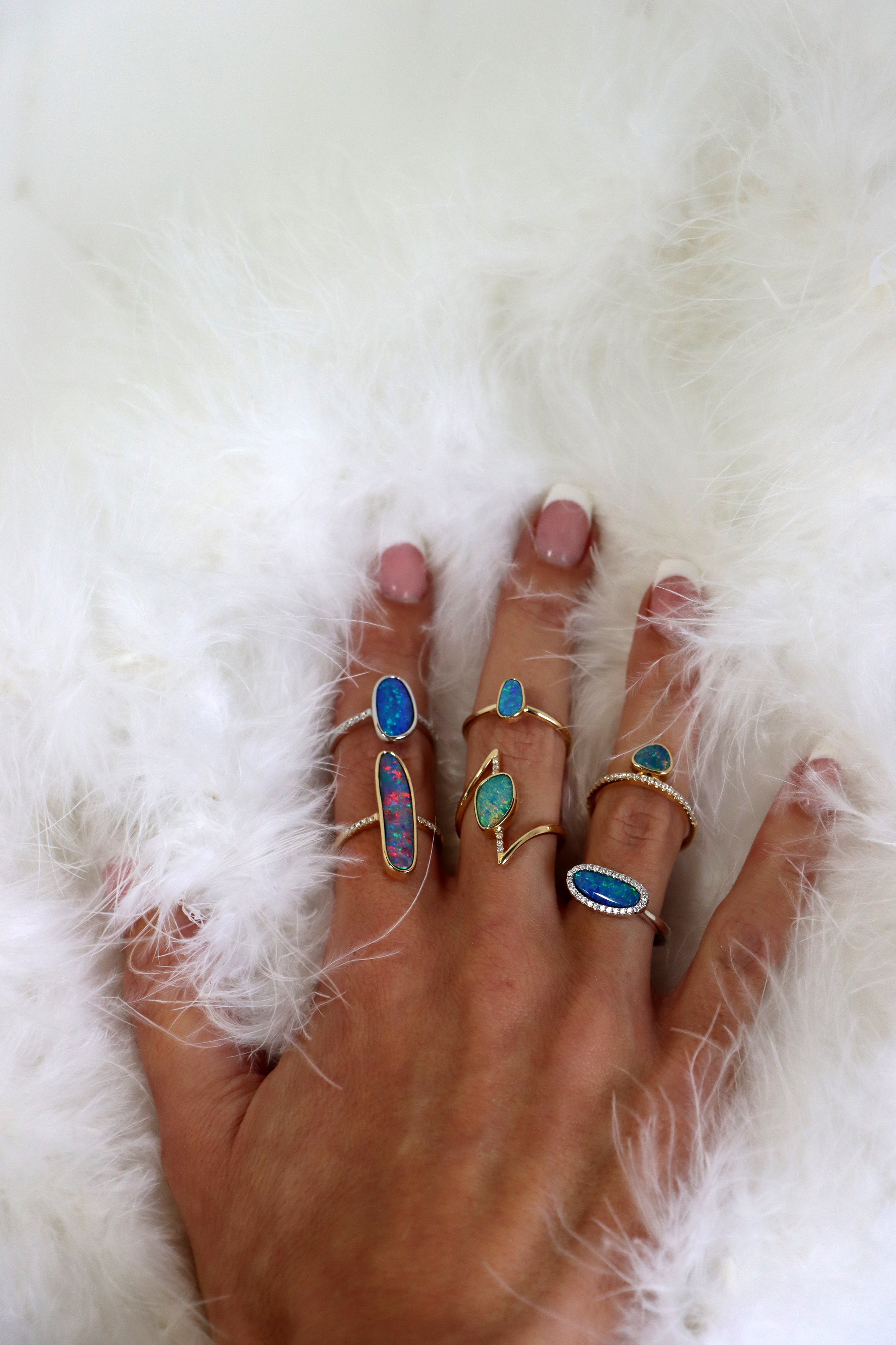 14k Yellow Gold Opal and Diamond Ring