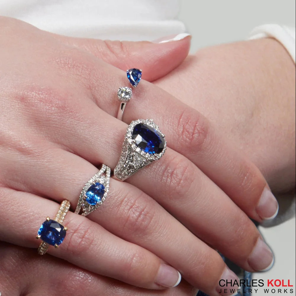 Platinum Blue Sapphire and Diamond Ring Colored Stone Ring