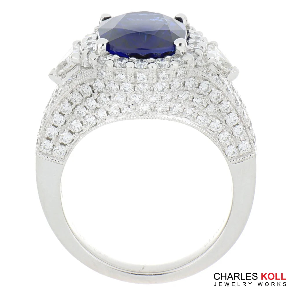 Platinum Blue Sapphire and Diamond Ring Colored Stone Ring