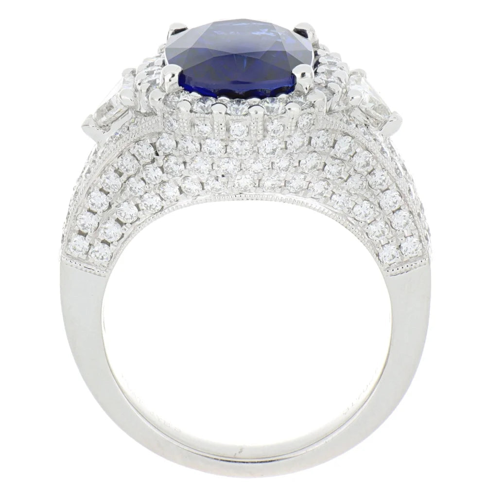 Platinum Blue Sapphire and Diamond Ring Colored Stone Ring