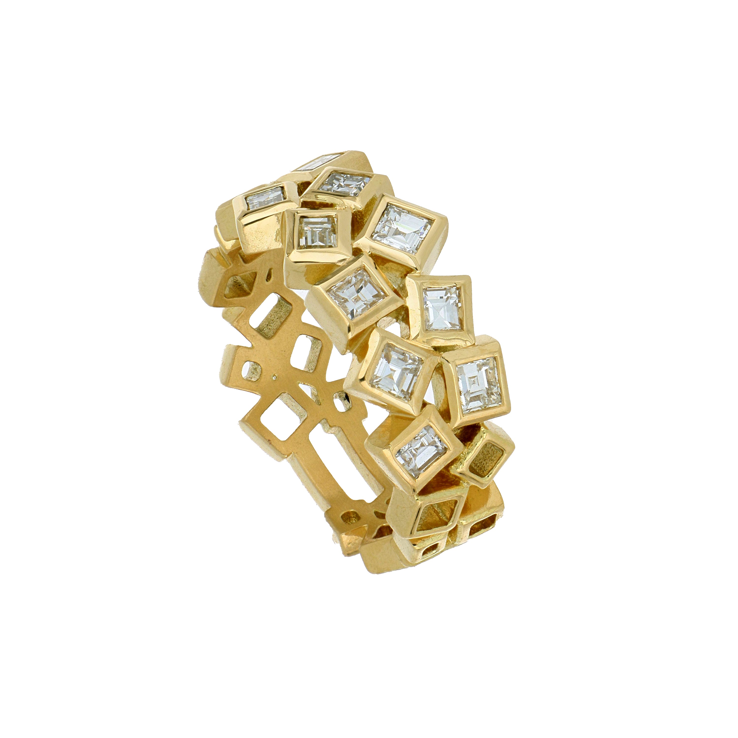 18k Yellow Gold Scattered Diamond Ring