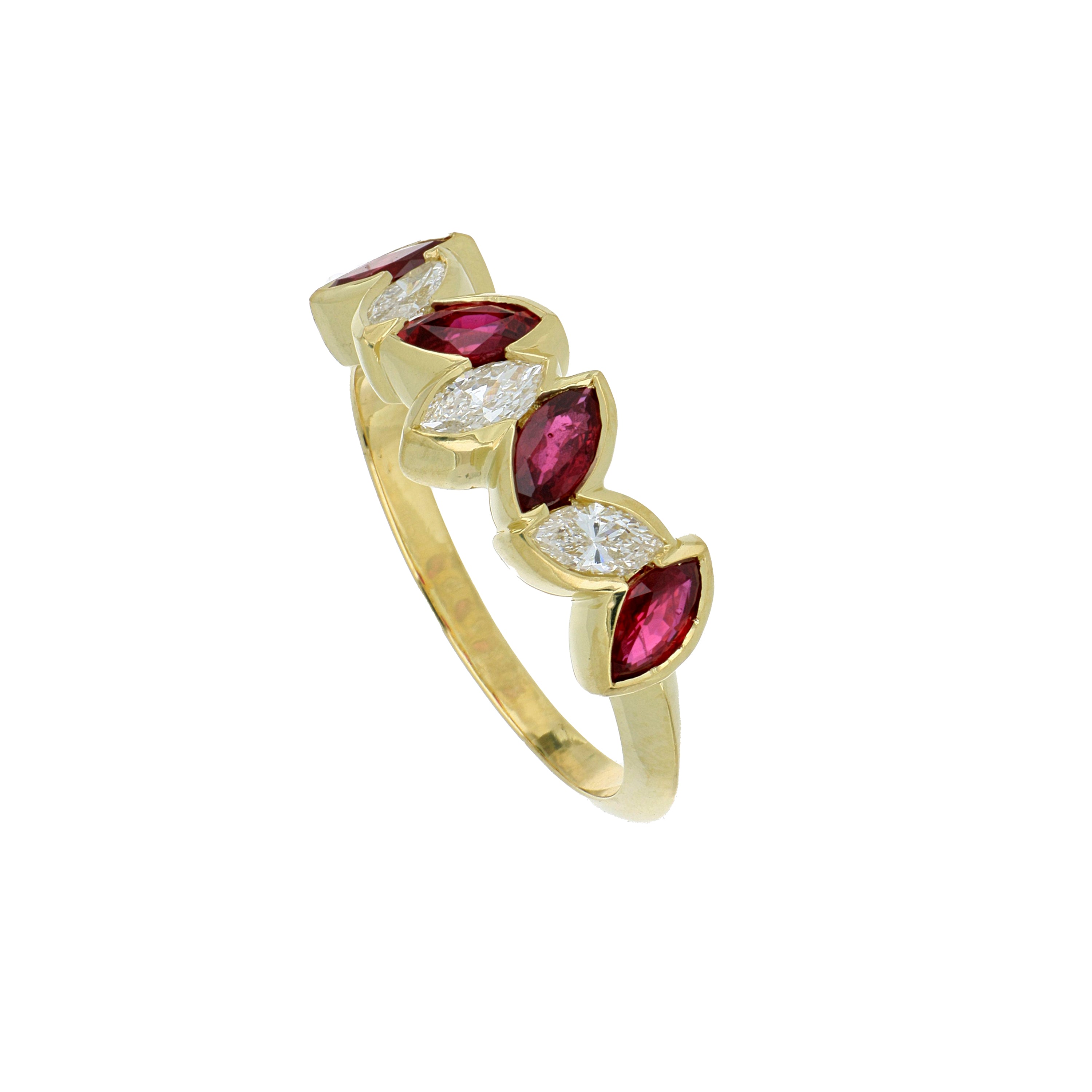 18k Yellow Gold Diamond and Ruby Ring