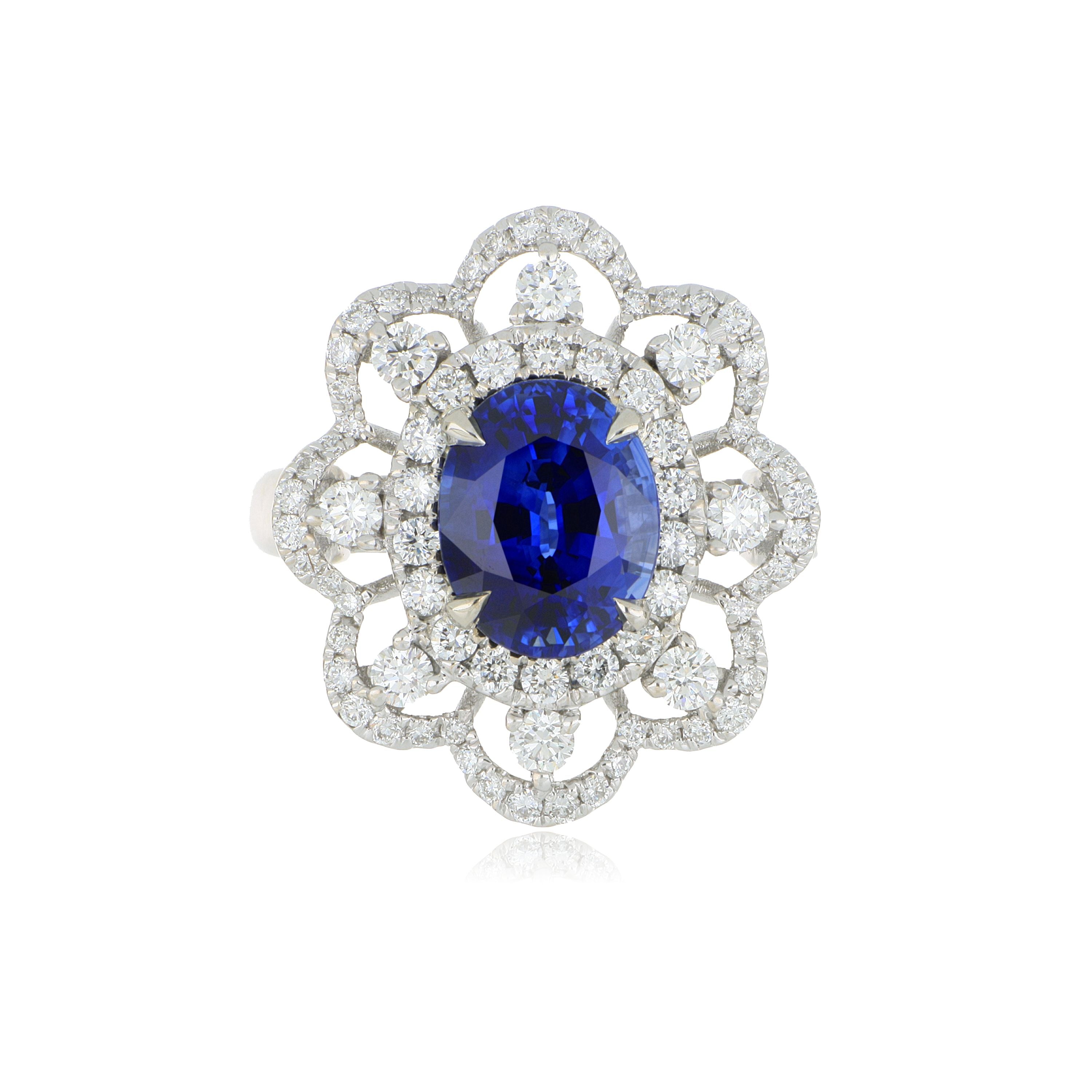 18k White Gold Sapphire and Diamond Ring