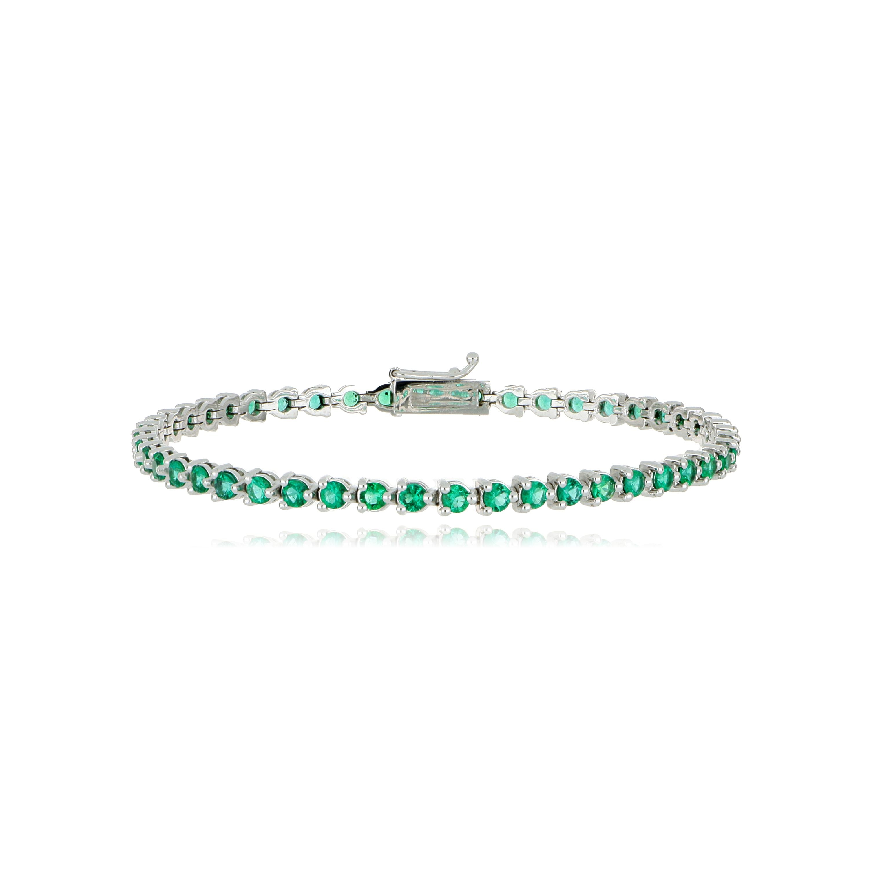 18k White Gold Emerald Tennis Bracelet