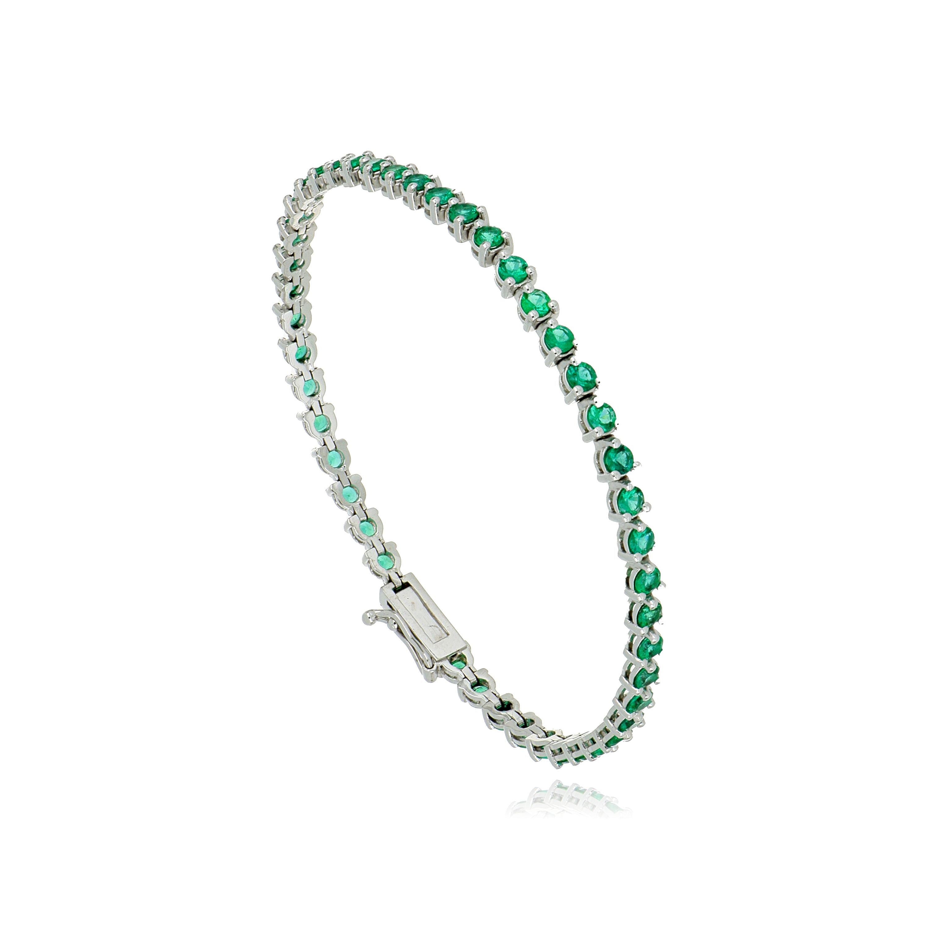 18k White Gold Emerald Tennis Bracelet