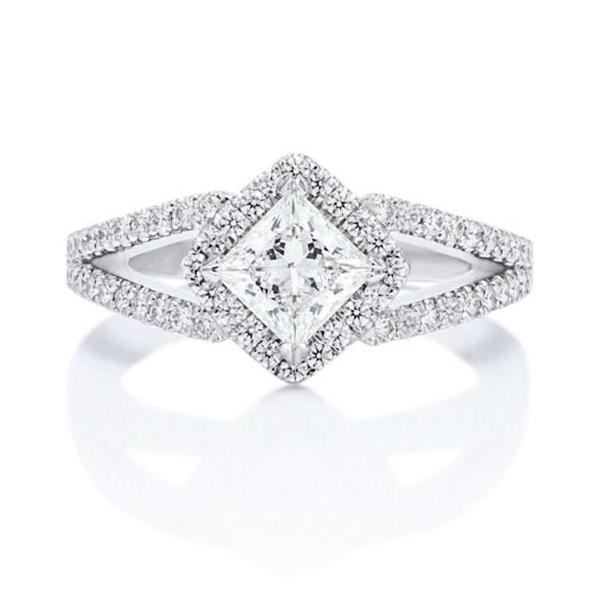 Platinum Custom Princess Cut Engagement Ring