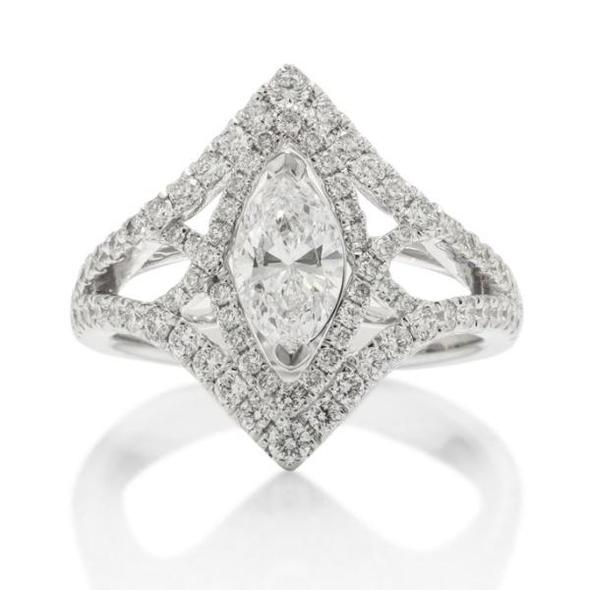 18k White Gold Custom Marquise Engagement Ring